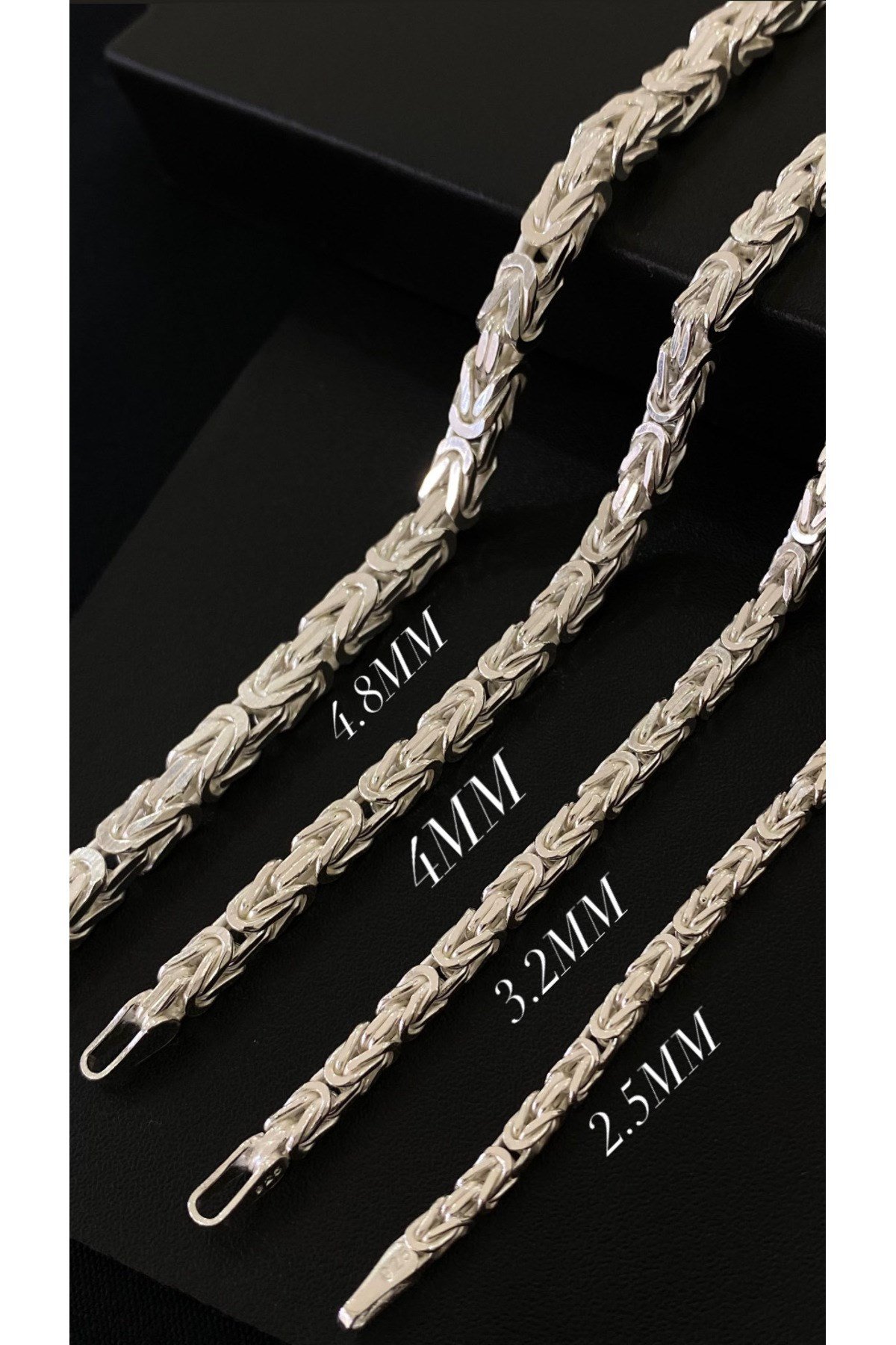 925 Ayar Gümüş Parlak Kare Kral Erkek Gümüş Bileklik (3.2 MM)