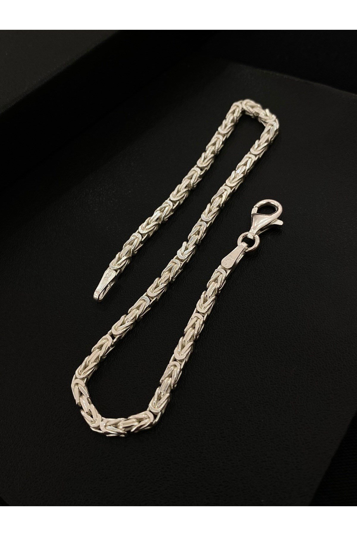925 Ayar Gümüş Parlak Kare Kral Erkek Gümüş Bileklik (2.5 MM)