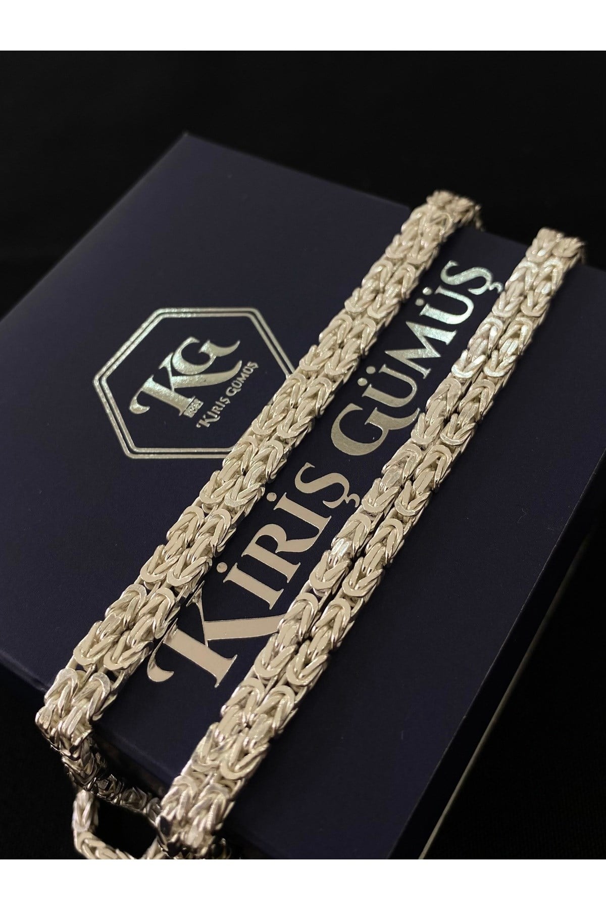 925 Ayar Gümüş Parlak Kare Kral Modeli Erkek Gümüş Zincir - Kolye (2.5 MM Kalınlığında)