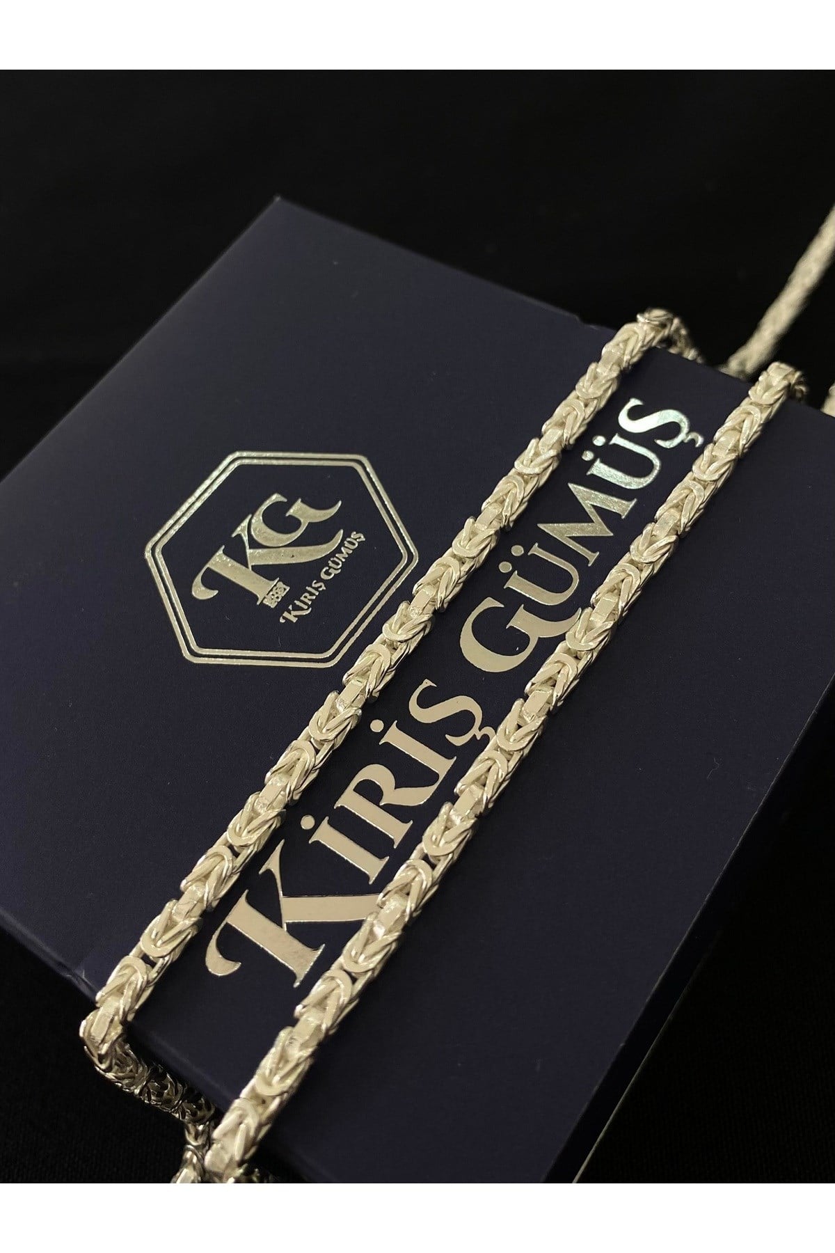 925 Ayar Gümüş Parlak Kare Kral Modeli Erkek Gümüş Zincir - Kolye (2.5 MM Kalınlığında)