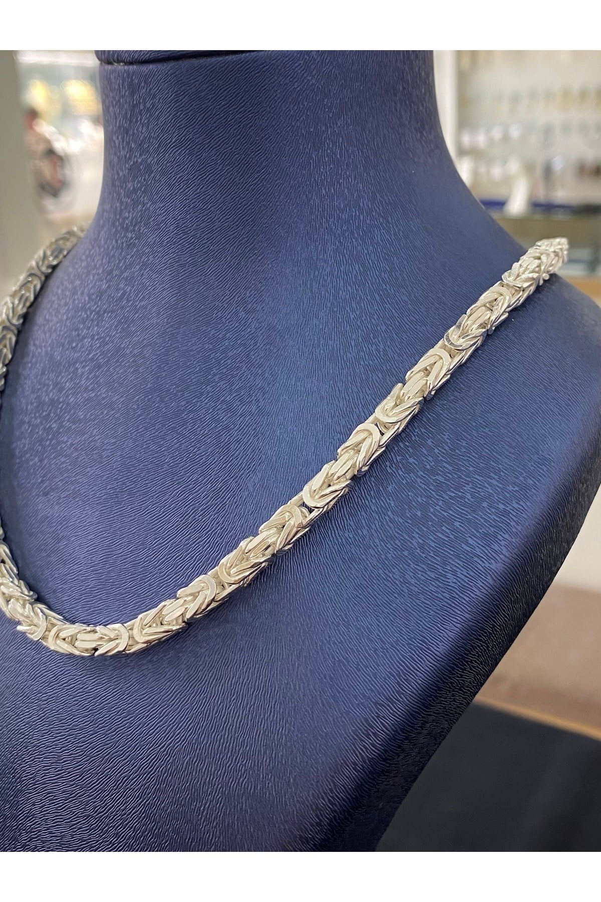 925 Ayar Gümüş Parlak Kare Kral Modeli Erkek Gümüş Zincir - Kolye (4.8 MM Kalınlığında)