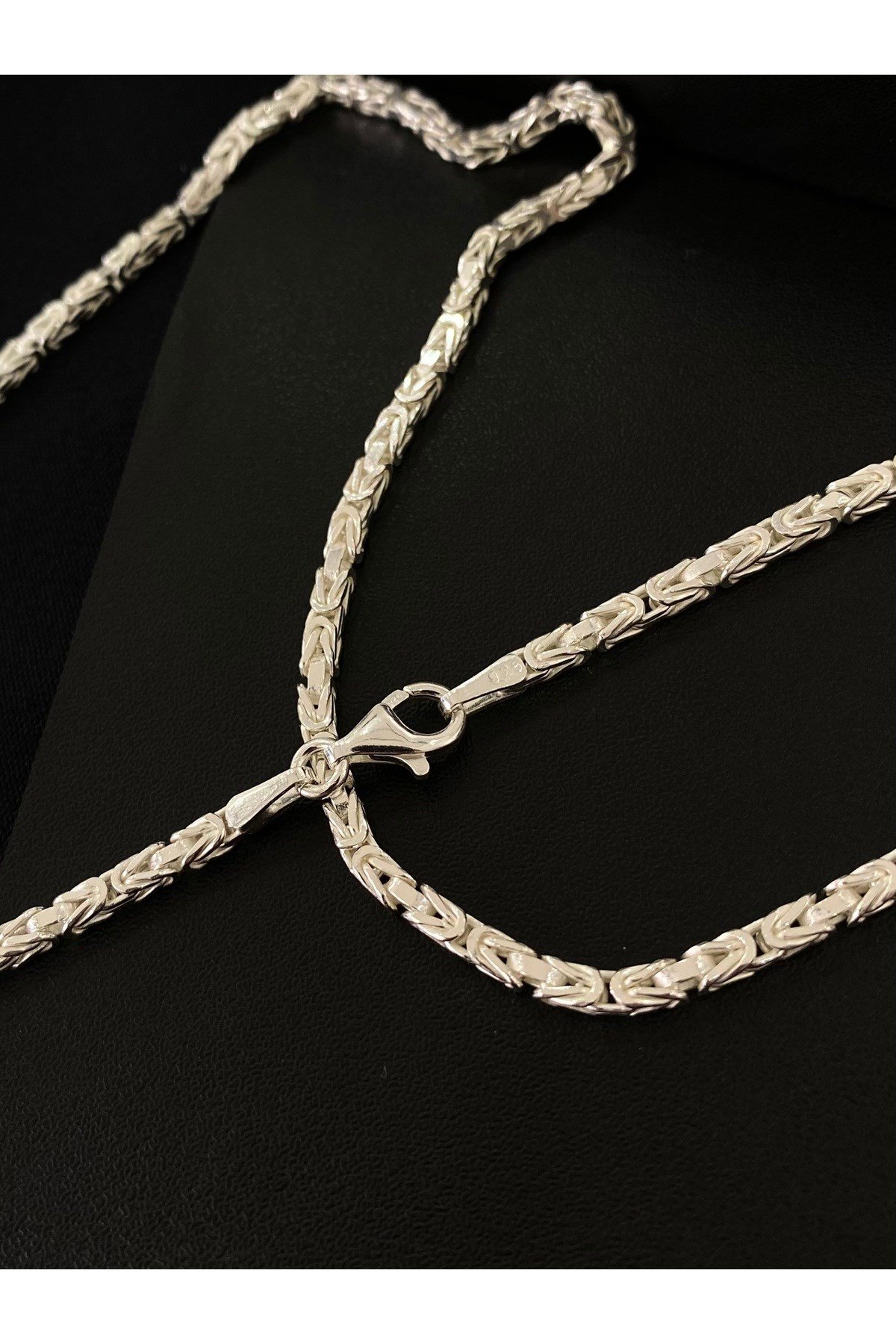 925 Ayar Gümüş Parlak Kare Kral Modeli Erkek Gümüş Zincir - Kolye (2.5 MM Kalınlığında)