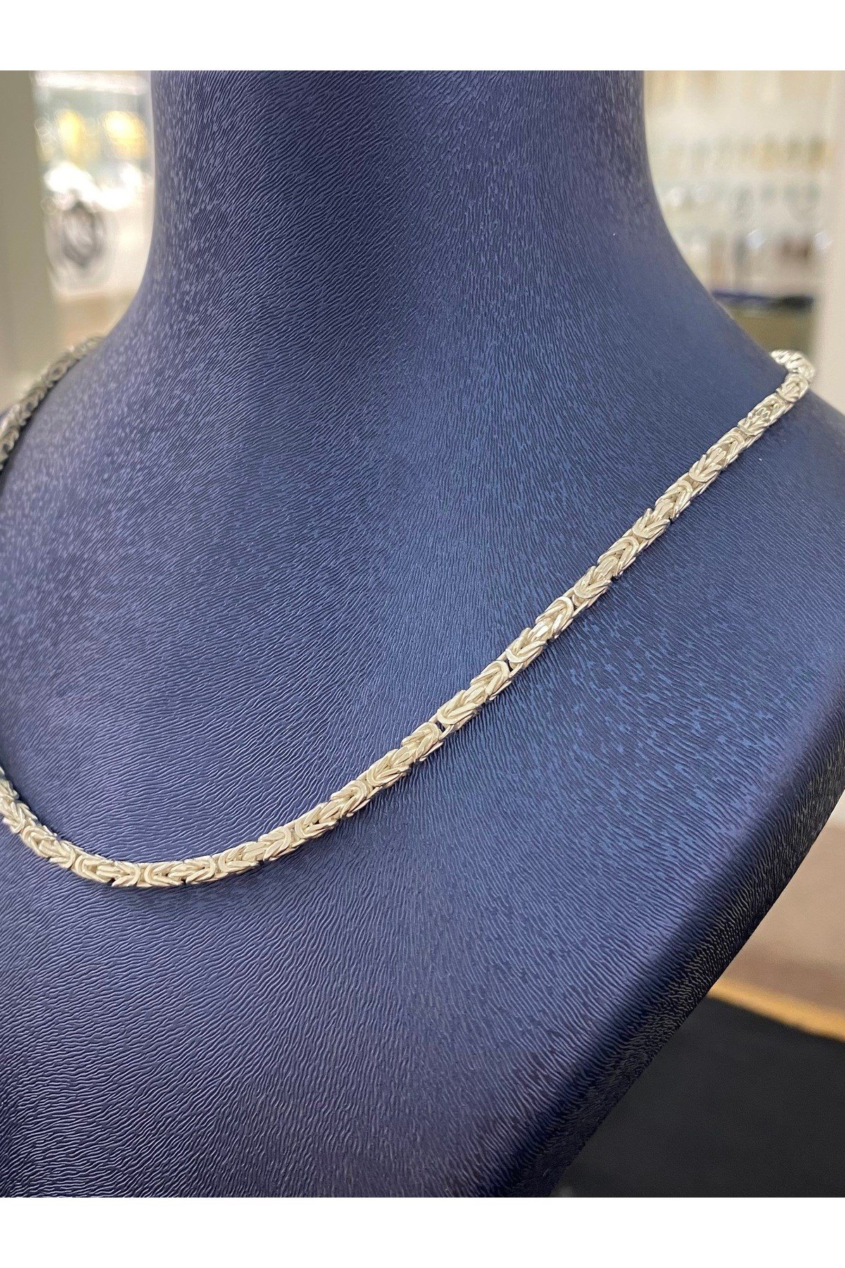925 Ayar Gümüş Parlak Kare Kral Modeli Erkek Gümüş Zincir - Kolye (2.5 MM Kalınlığında)