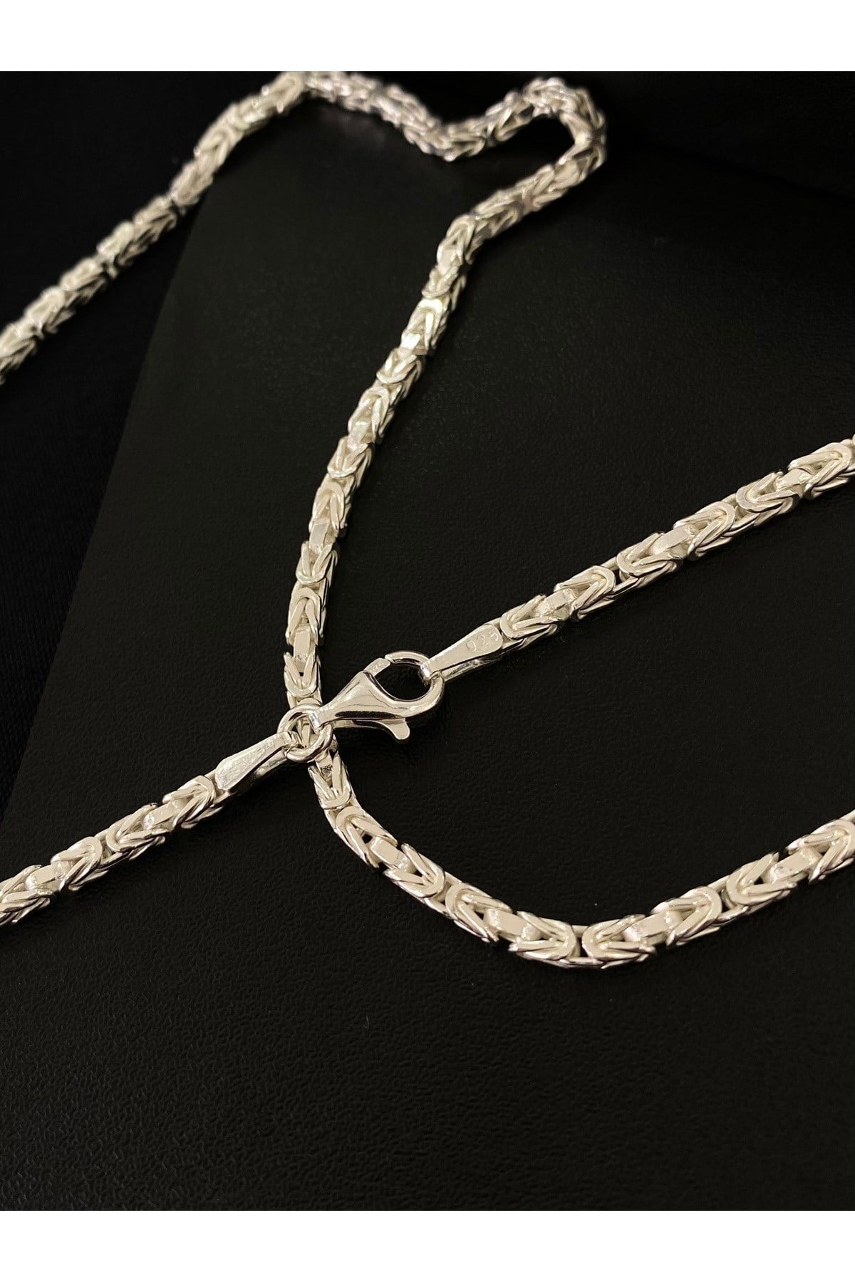 925 Ayar Gümüş Parlak Kare Kral Modeli Erkek Gümüş Zincir - Kolye (2.5 MM Kalınlığında)