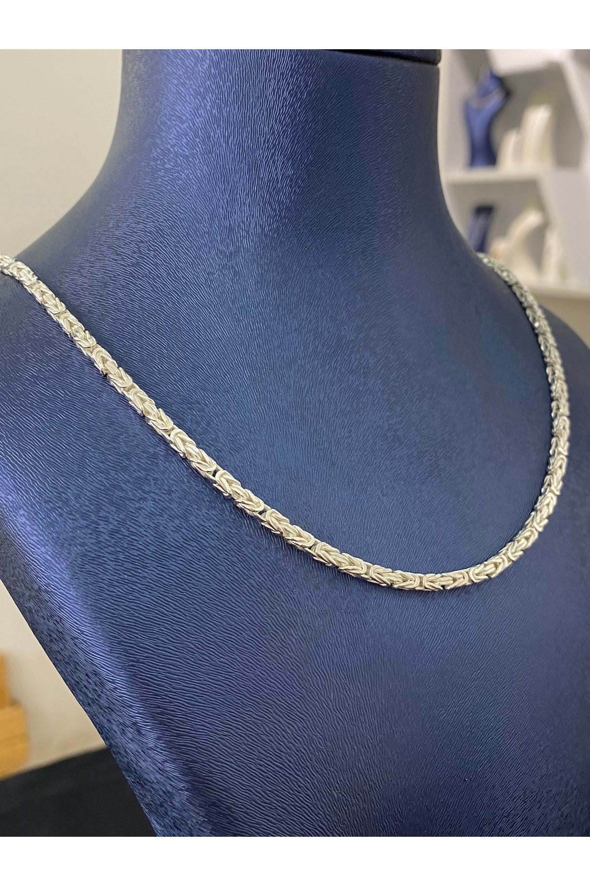 925 Ayar Gümüş Parlak Kare Kral Modeli Erkek Gümüş Zincir - Kolye (2.5 MM Kalınlığında)