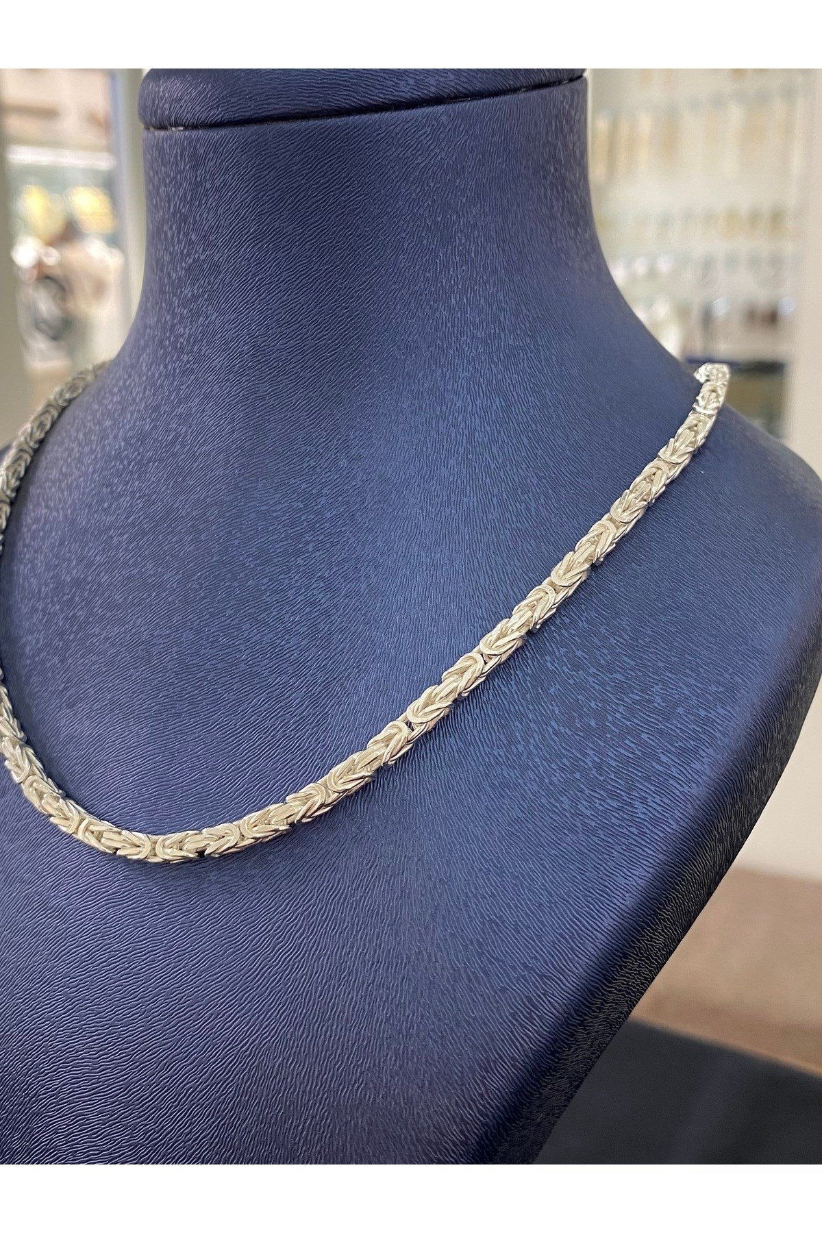 925 Ayar Gümüş Parlak Kare Kral Modeli Erkek Gümüş Zincir - Kolye (3.2 MM Kalınlığında)
