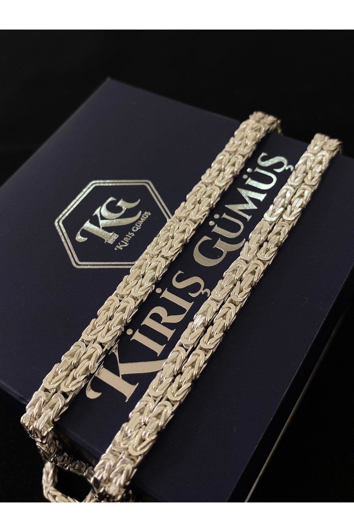 925 Ayar Gümüş Parlak Kare Kral Modeli Erkek Gümüş Zincir - Kolye (2.5 MM Kalınlığında)