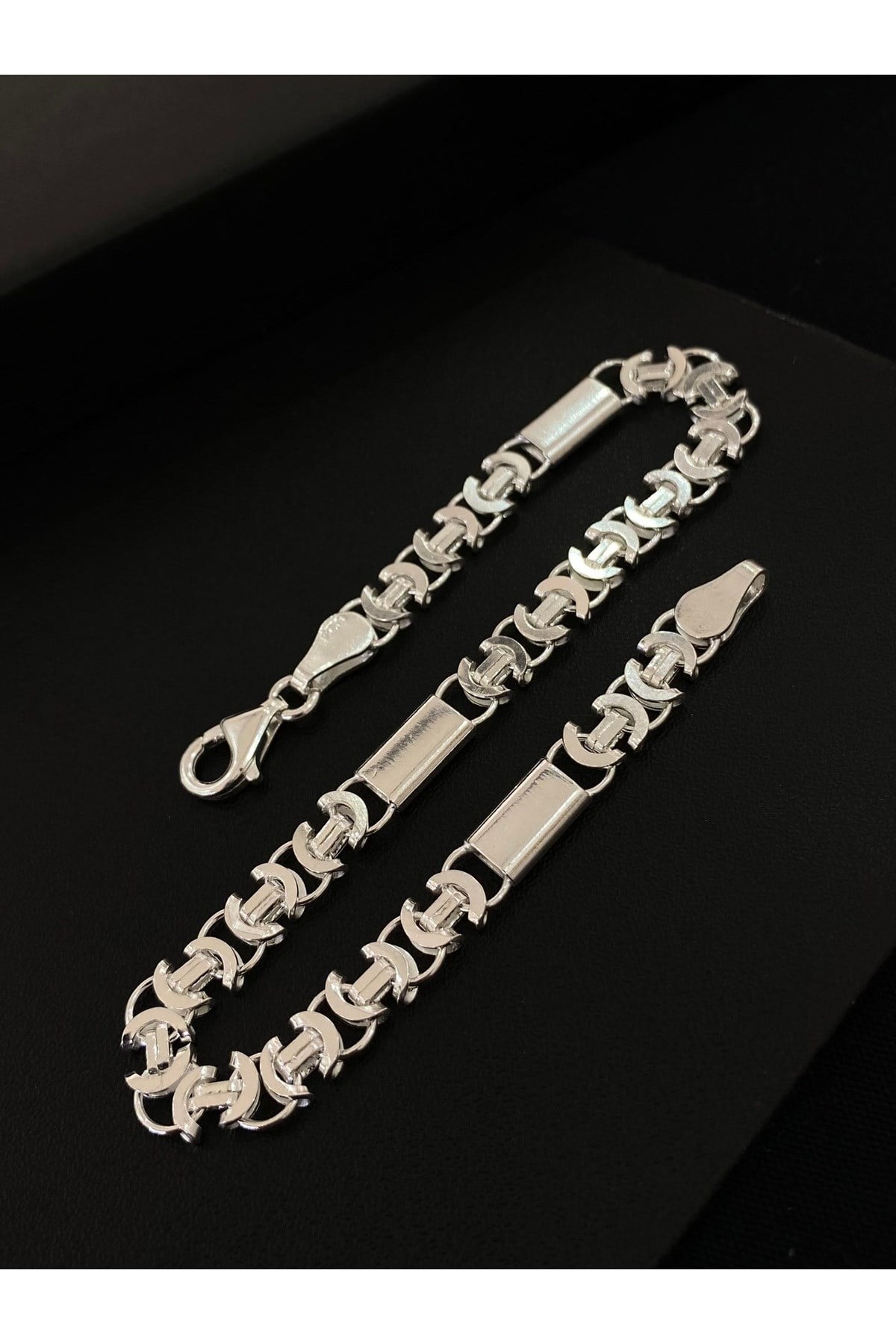 925 Ayar Gümüş Plakalı Euro Kral Modeli Erkek Gümüş Bileklik (5.5 MM)