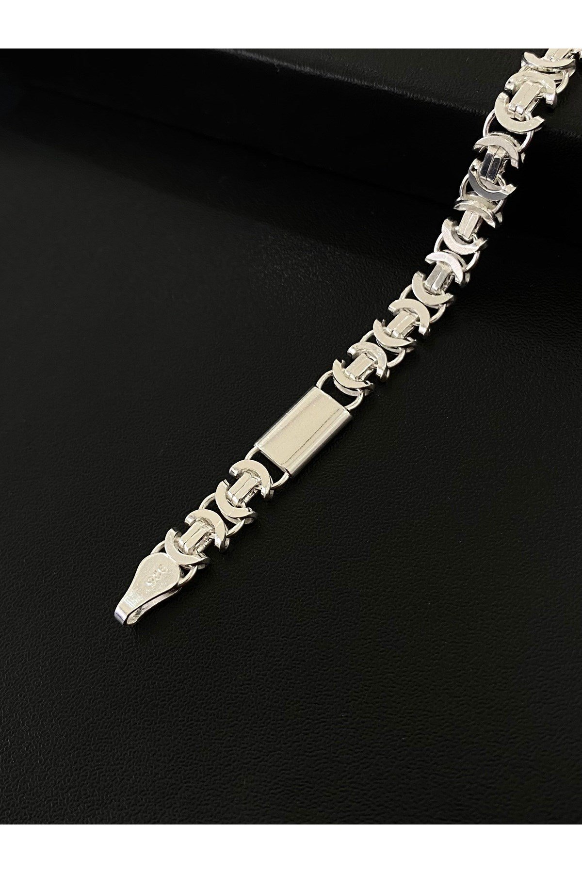 925 Ayar Gümüş Plakalı Euro Kral Modeli Erkek Gümüş Bileklik (6.2 MM)