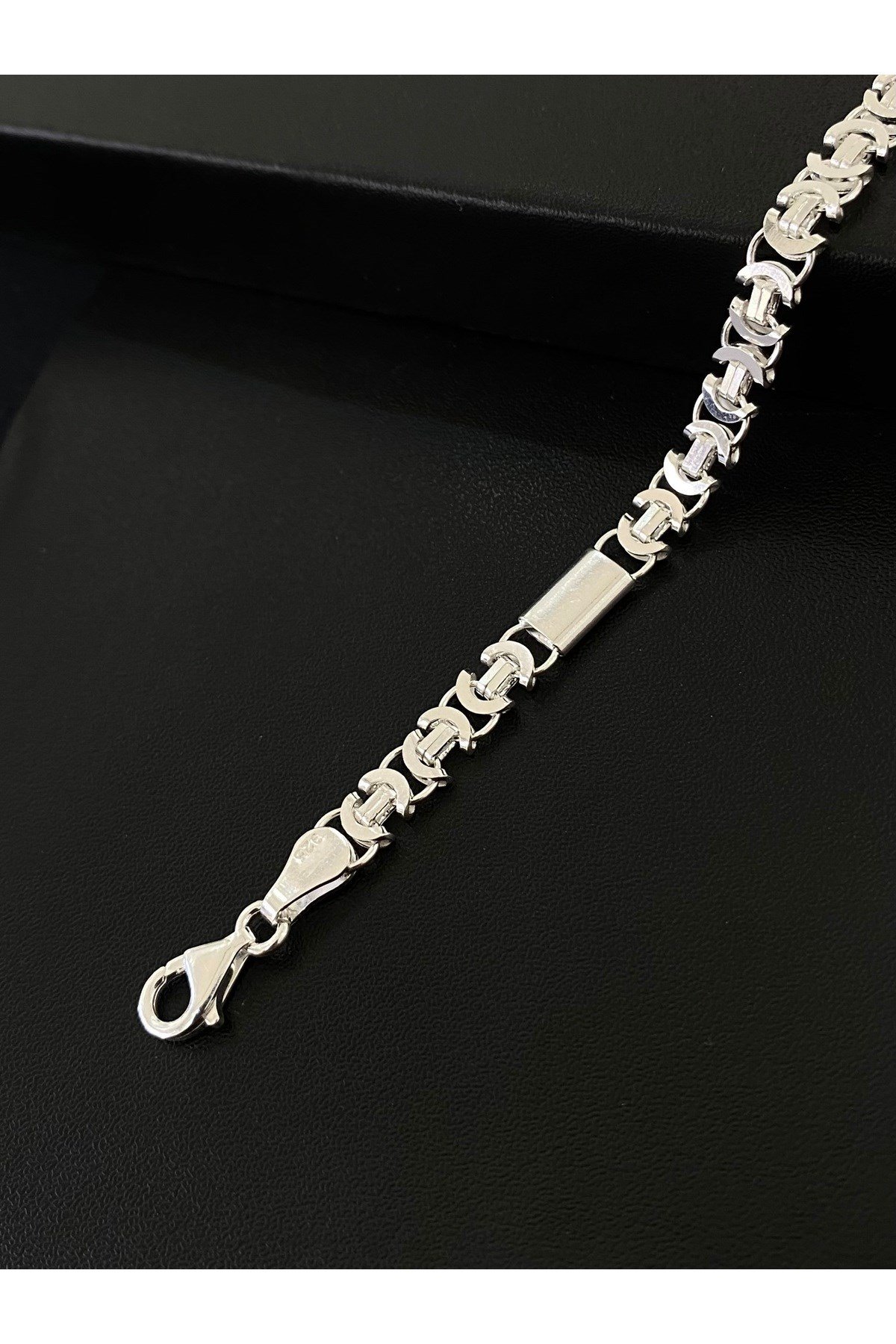 925 Ayar Gümüş Plakalı Euro Kral Modeli Erkek Gümüş Bileklik (5.5 MM)