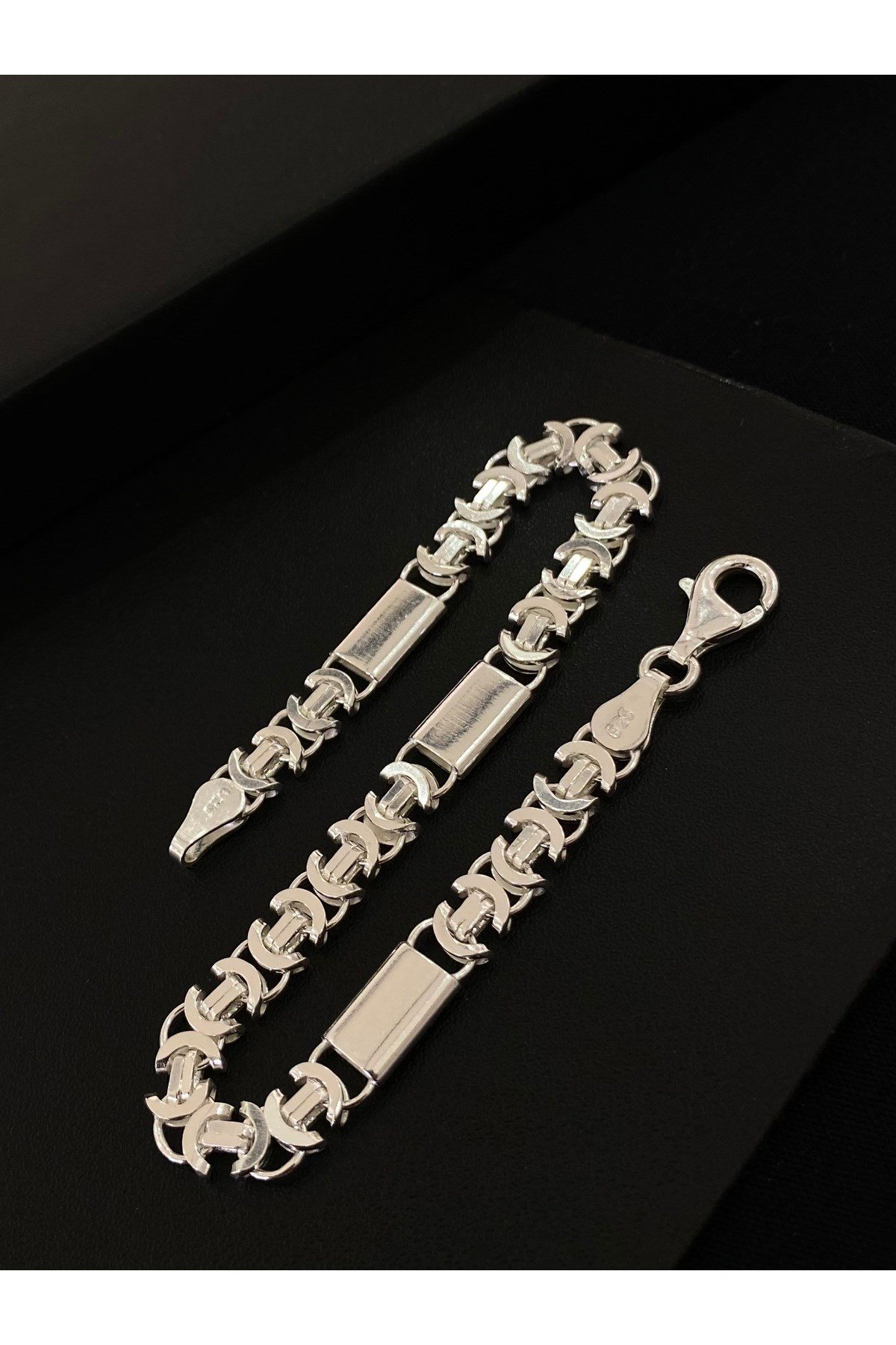 925 Ayar Gümüş Plakalı Euro Kral Modeli Erkek Gümüş Bileklik (6.2 MM)