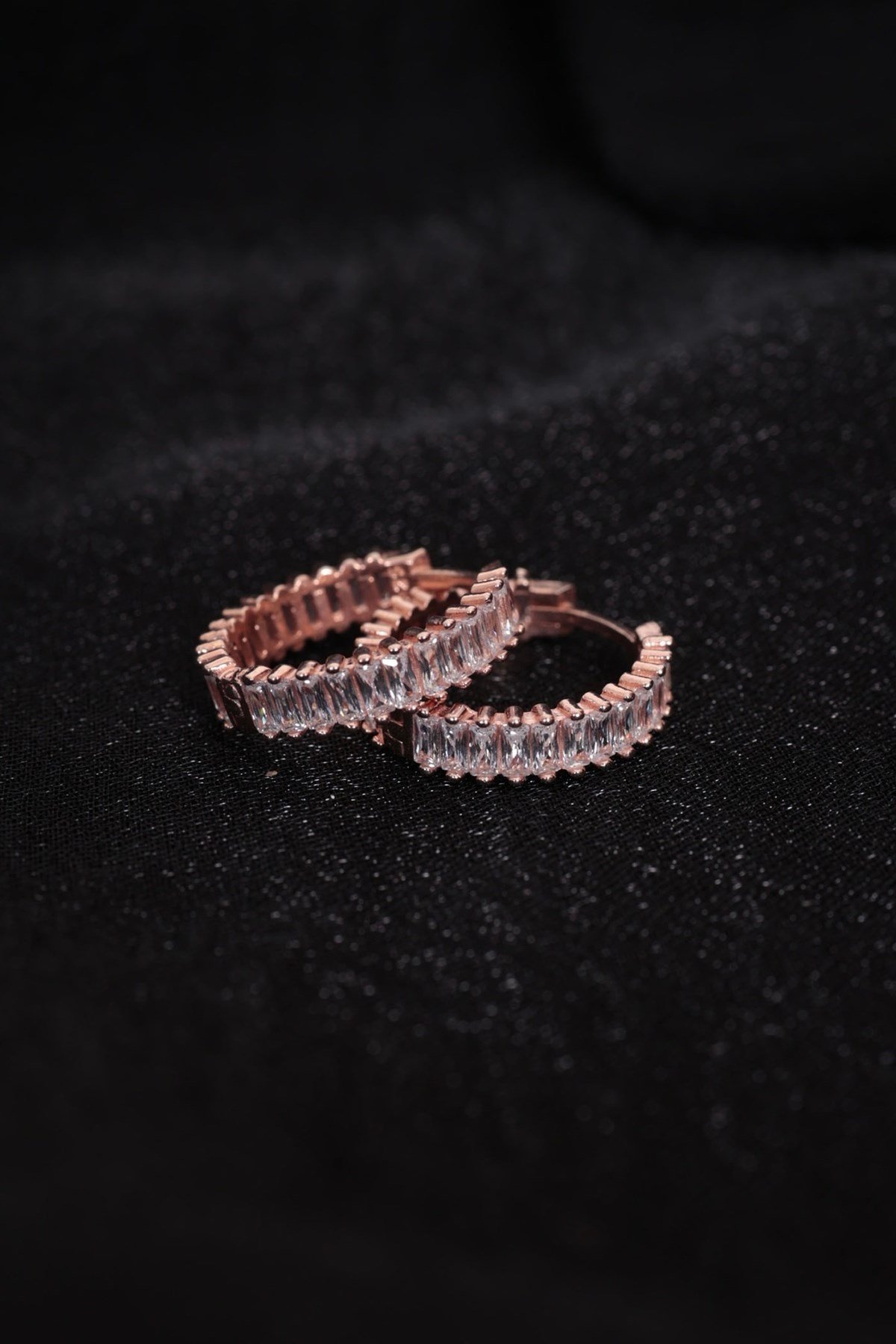 925 Ayar Gümüş Rose Renk Kadın Gümüş Halka Küpe (18MM) (4MM)