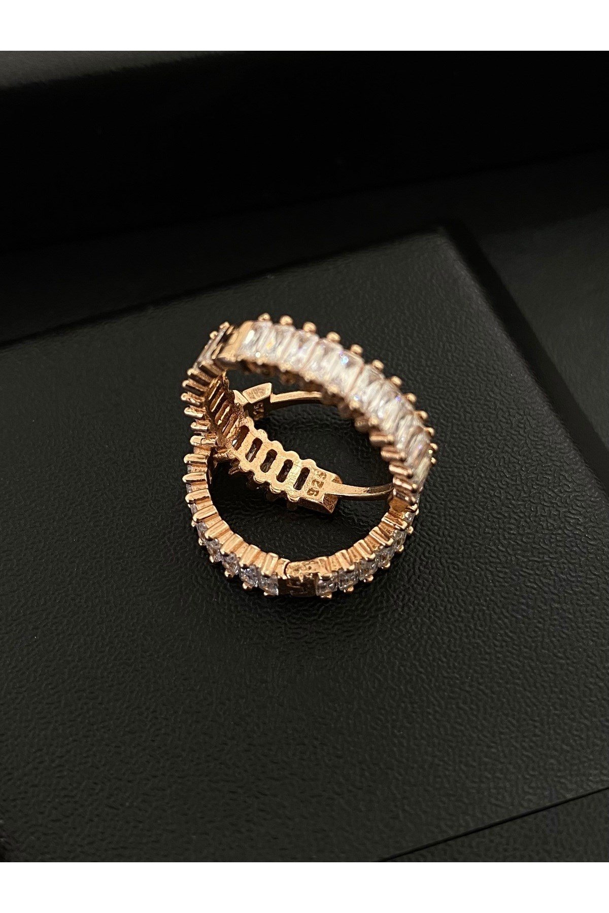 925 Ayar Gümüş Rose Renk Kadın Gümüş Halka Küpe (18MM) (4MM)