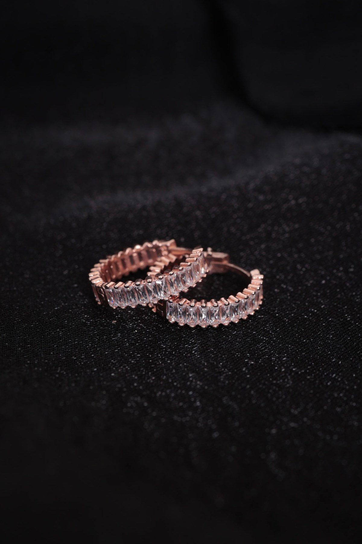 925 Ayar Gümüş Rose Renk Kadın Gümüş Halka Küpe (18MM) (4MM)