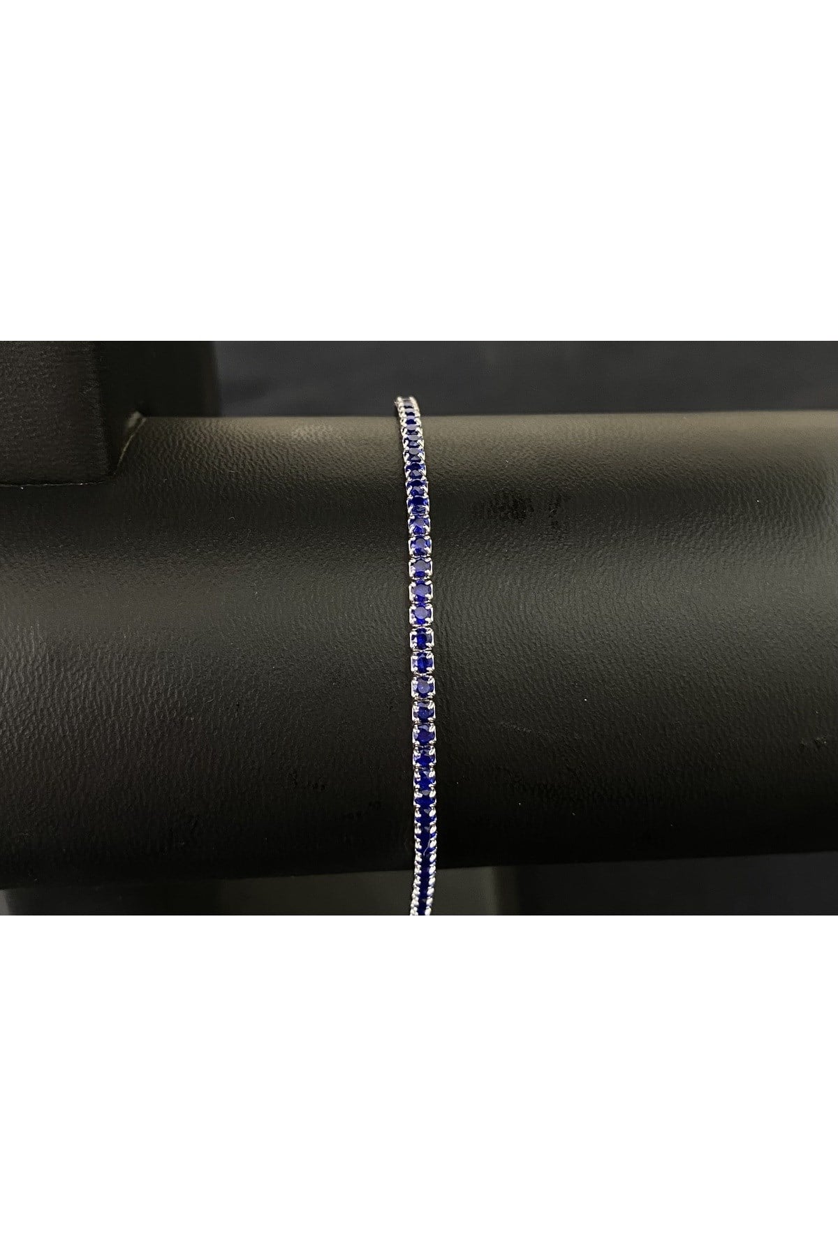 925 Ayar Gümüş Su Yolu Bileklik Lacivert Taşlı Kadın Gümüş Bileklik (2MM)