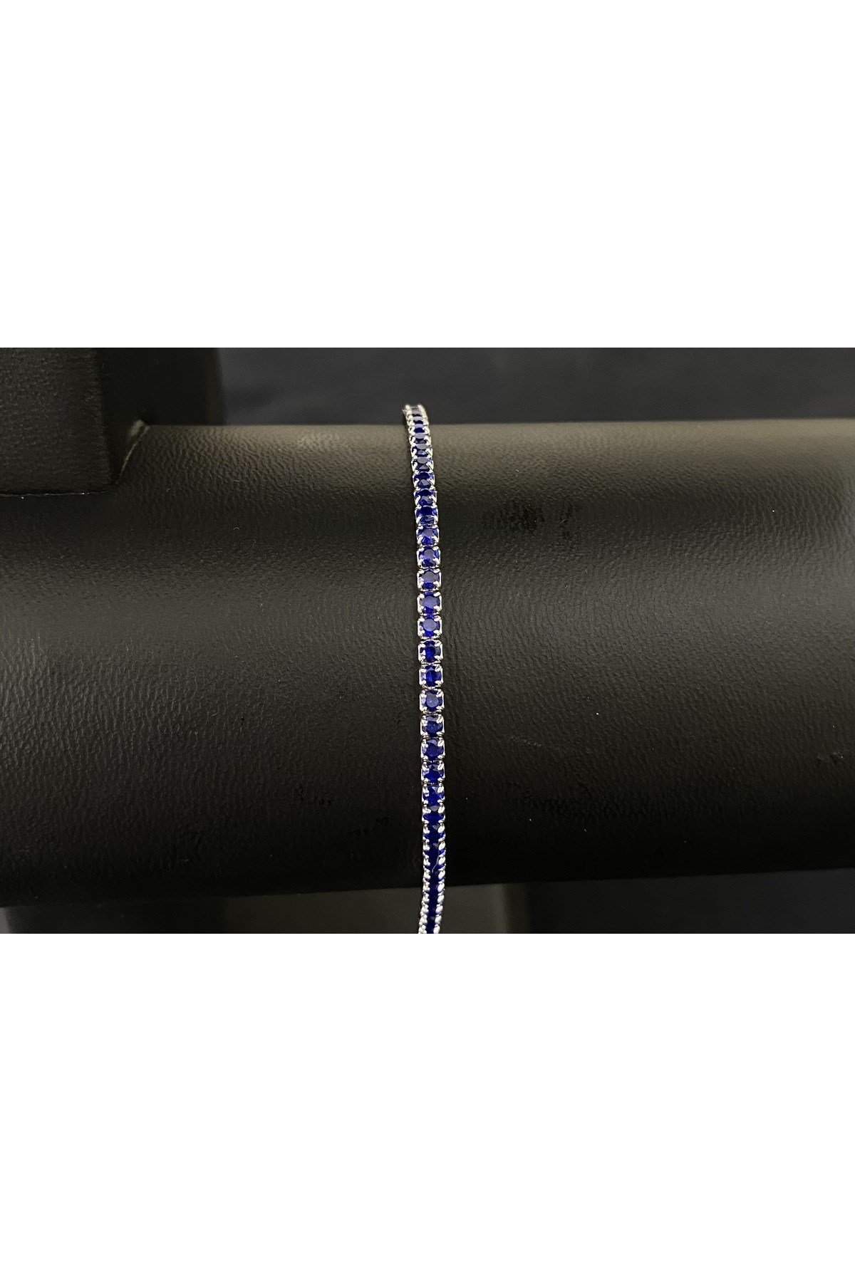 925 Ayar Gümüş Su Yolu Bileklik Lacivert Taşlı Kadın Gümüş Bileklik (2MM)