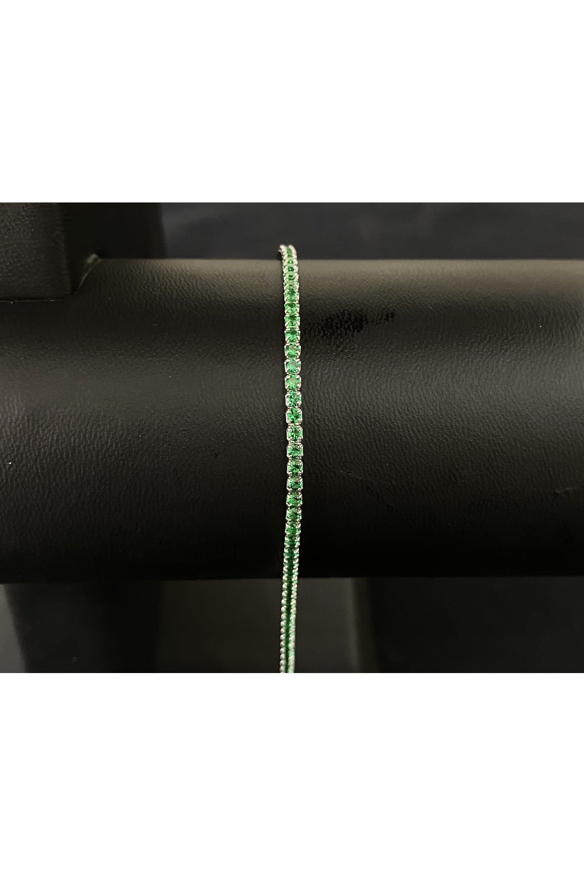 925 Ayar Gümüş Su Yolu Kadın Bileklik Yeşil Taşlı (2MM)