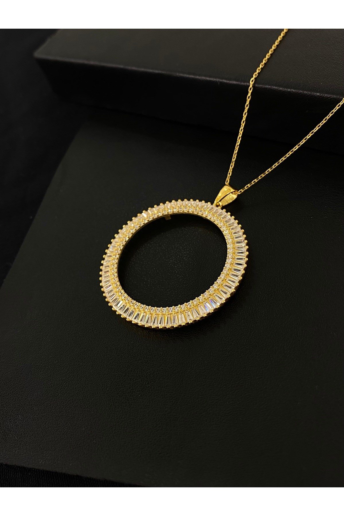 925 Ayar Gümüş Tam Altın Takmak İçin Kadın Gümüş Kolye (Altın Yaldızlı) (45+5CM)