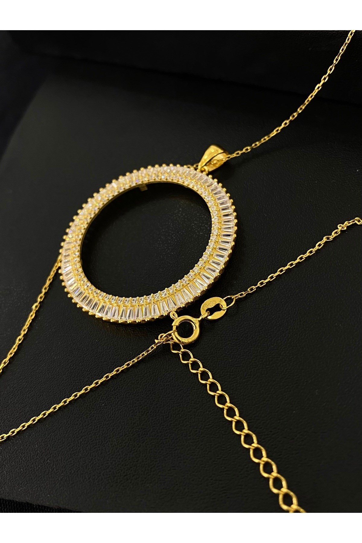 925 Ayar Gümüş Tam Altın Takmak İçin Kadın Gümüş Kolye (Altın Yaldızlı) (45+5CM)