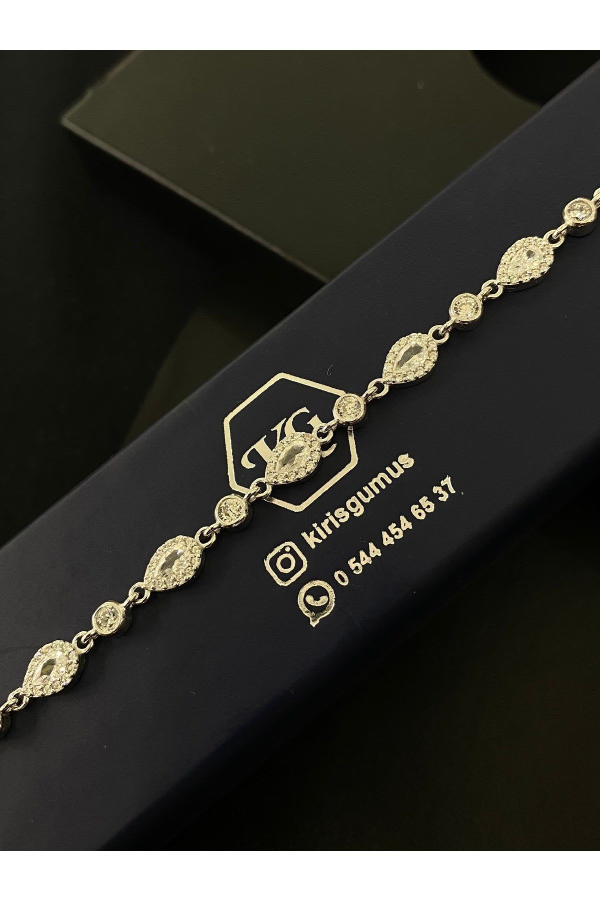925 Ayar Gümüş Tamtur Damla Kadın Gümüş Bileklik (17+3CM)