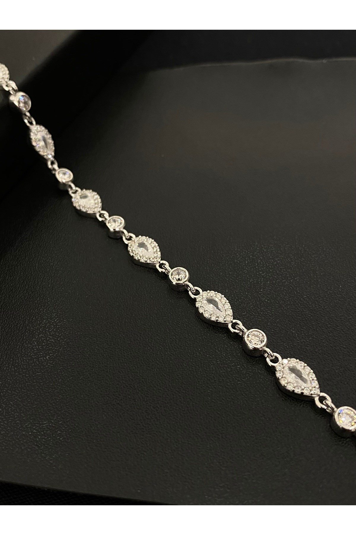 925 Ayar Gümüş Tamtur Damla Kadın Gümüş Bileklik (17+3CM)