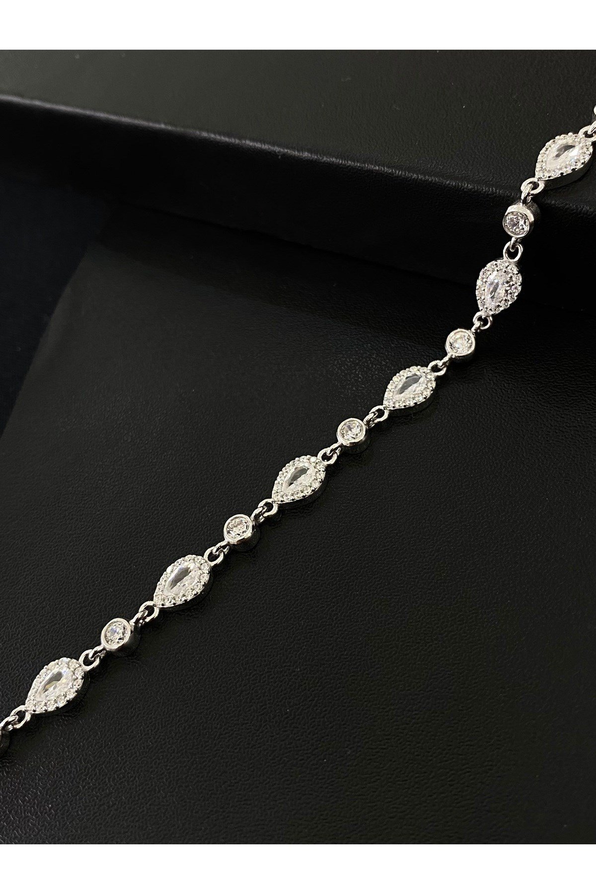 925 Ayar Gümüş Tamtur Damla Kadın Gümüş Bileklik (17+3CM)