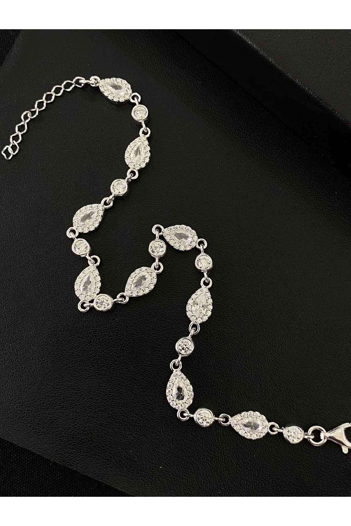 925 Ayar Gümüş Tamtur Damla Kadın Gümüş Bileklik (17+3CM)