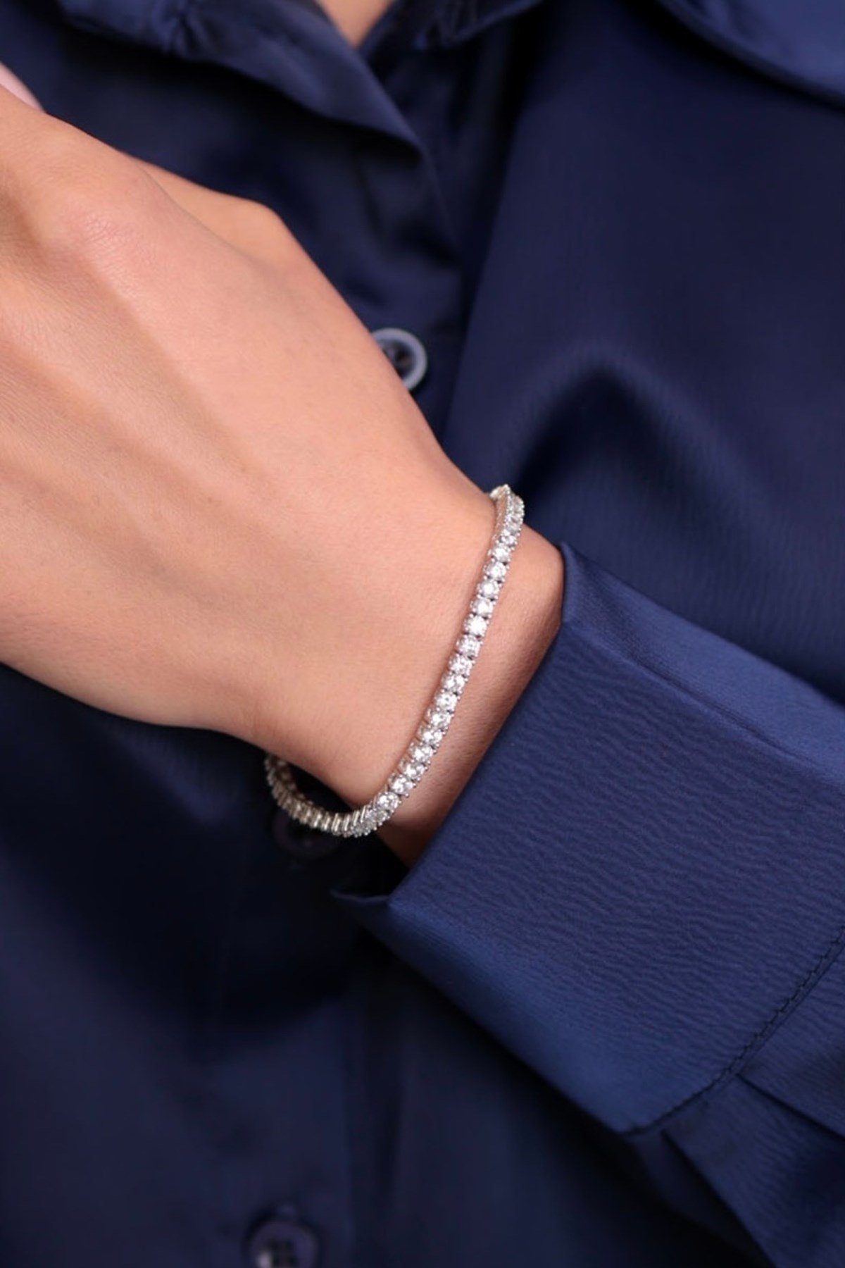 925 Ayar Gümüş Tamtur Su Yolu Kadın Bileklik (3,5 MM) (17 CM)