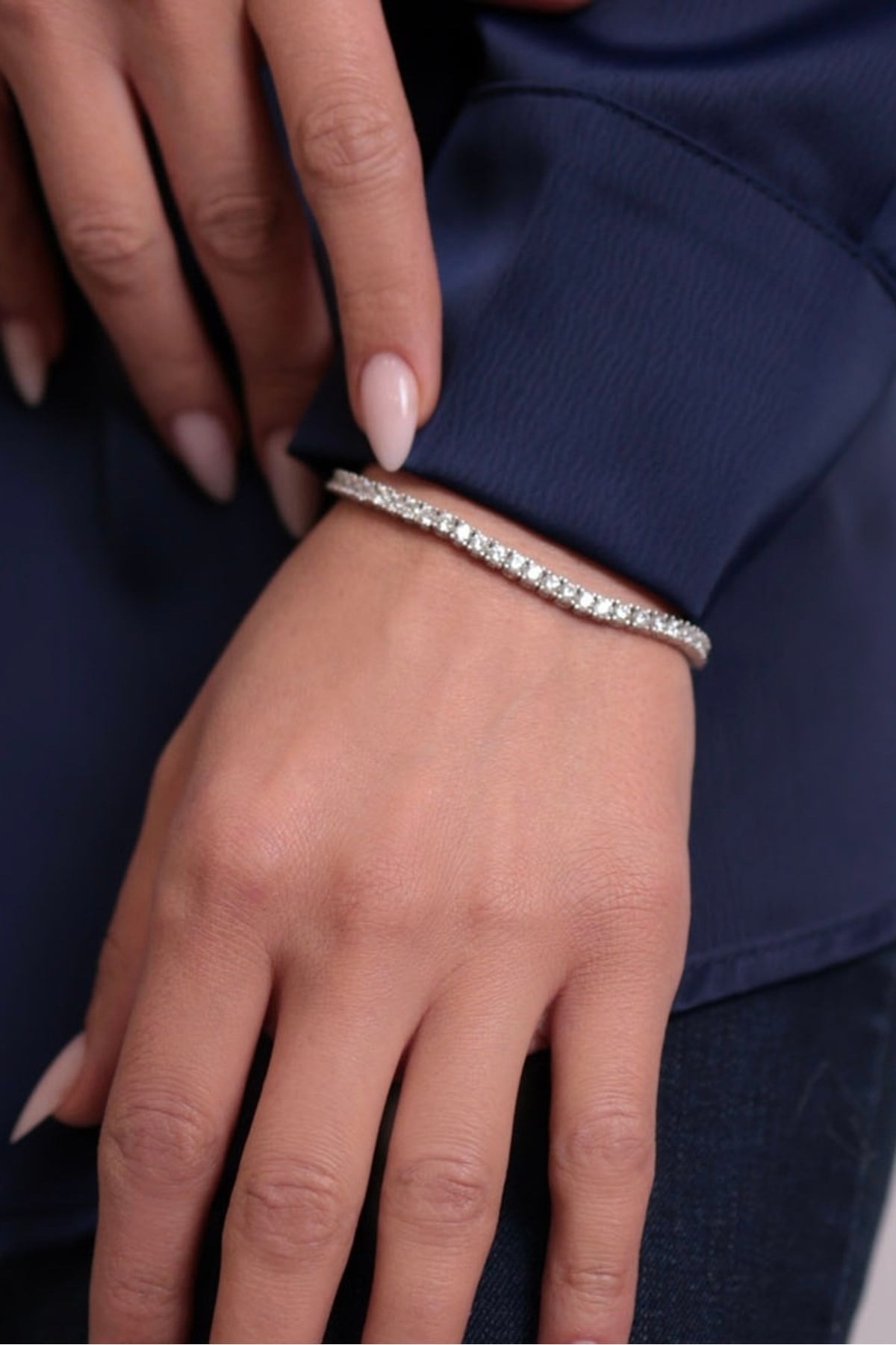 925 Ayar Gümüş Tamtur Su Yolu Kadın Bileklik (3,5 MM) (17 CM)