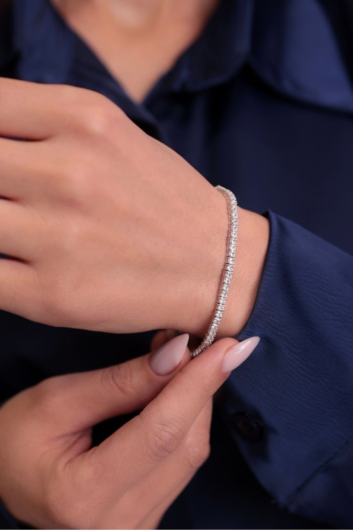 925 Ayar Gümüş Tamtur Su Yolu Kadın Gümüş Bileklik (3MM) (17CM)
