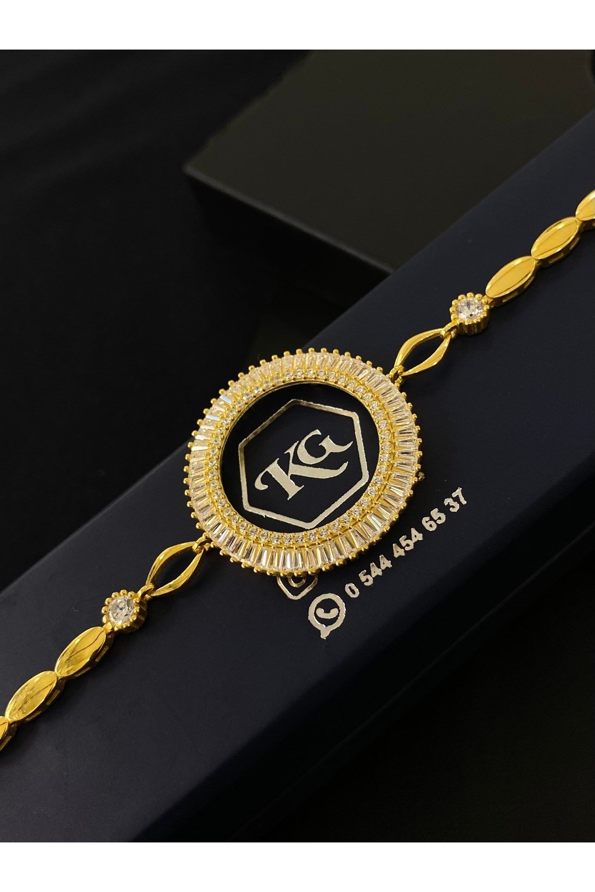 925 Ayar Gümüş Yarım Altın Takmak İçin Kadın Gümüş Bileklik (17+3CM) KG4