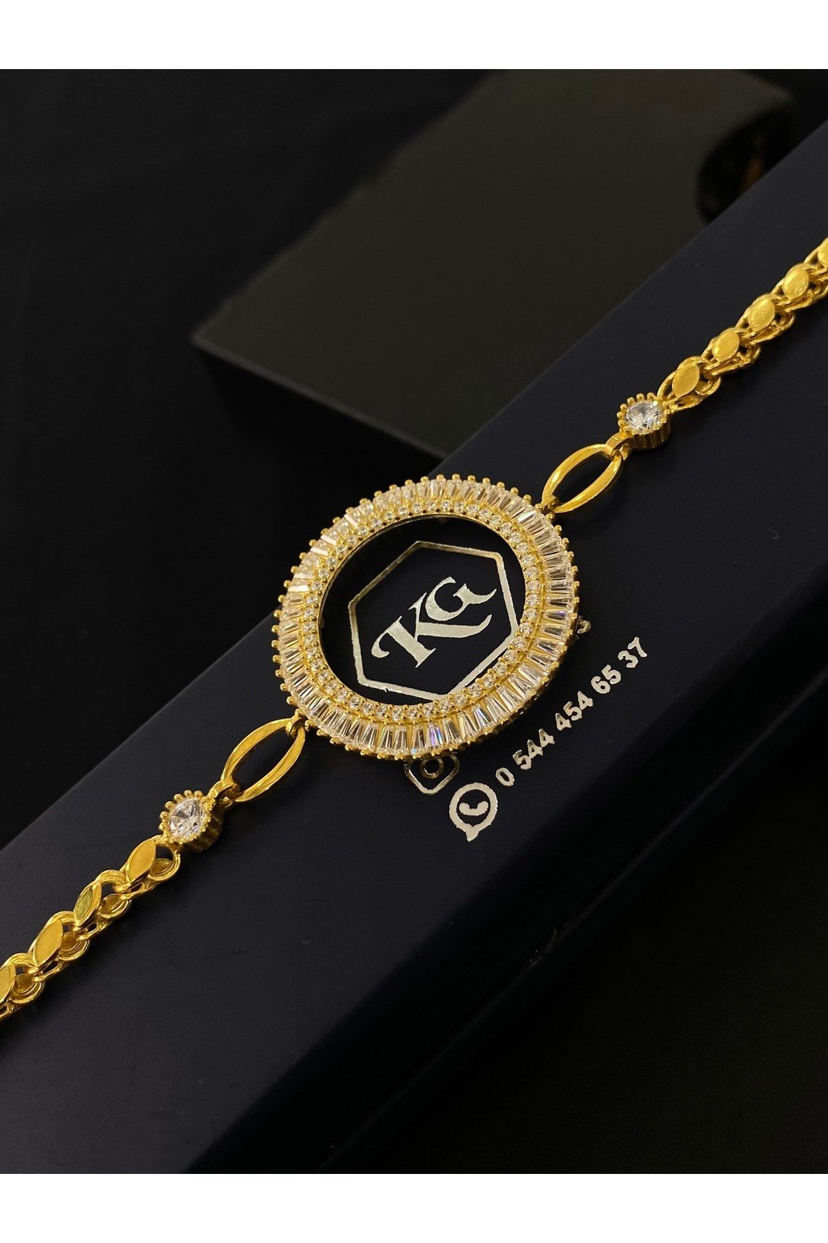 925 Ayar Gümüş Yarım Altın Takmak İçin Gümüş Kadın Bileklik (17+3CM) KG2