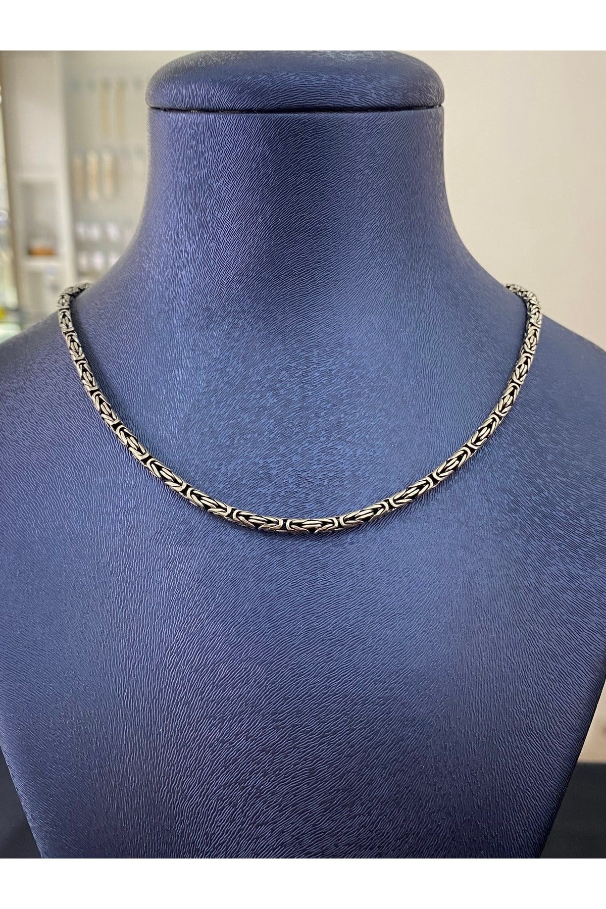 925 Ayar Gümüş Yuvarlak Kral Modeli Erkek Gümüş Zincir-Kolye (2.8MM Kalınlığında)
