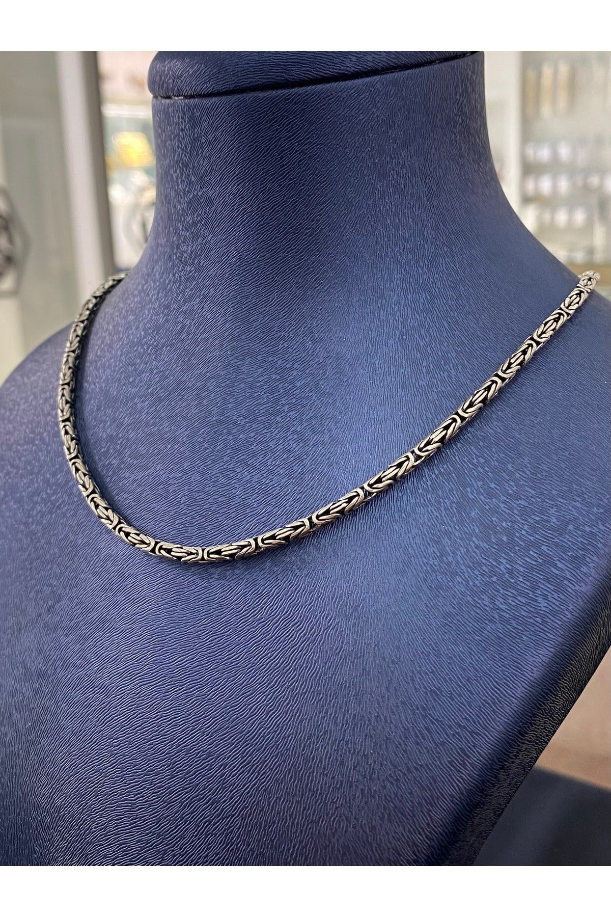 925 Ayar Gümüş Yuvarlak Kral Modeli Erkek Gümüş Zincir-Kolye (2.8MM Kalınlığında)