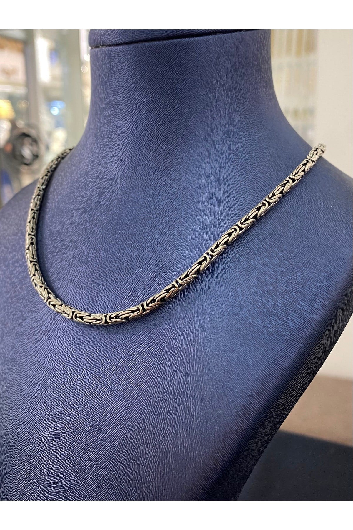 925 Ayar Gümüş Yuvarlak Kral Modeli Erkek Gümüş Zincir-Kolye (3.2MM Kalınlığında)