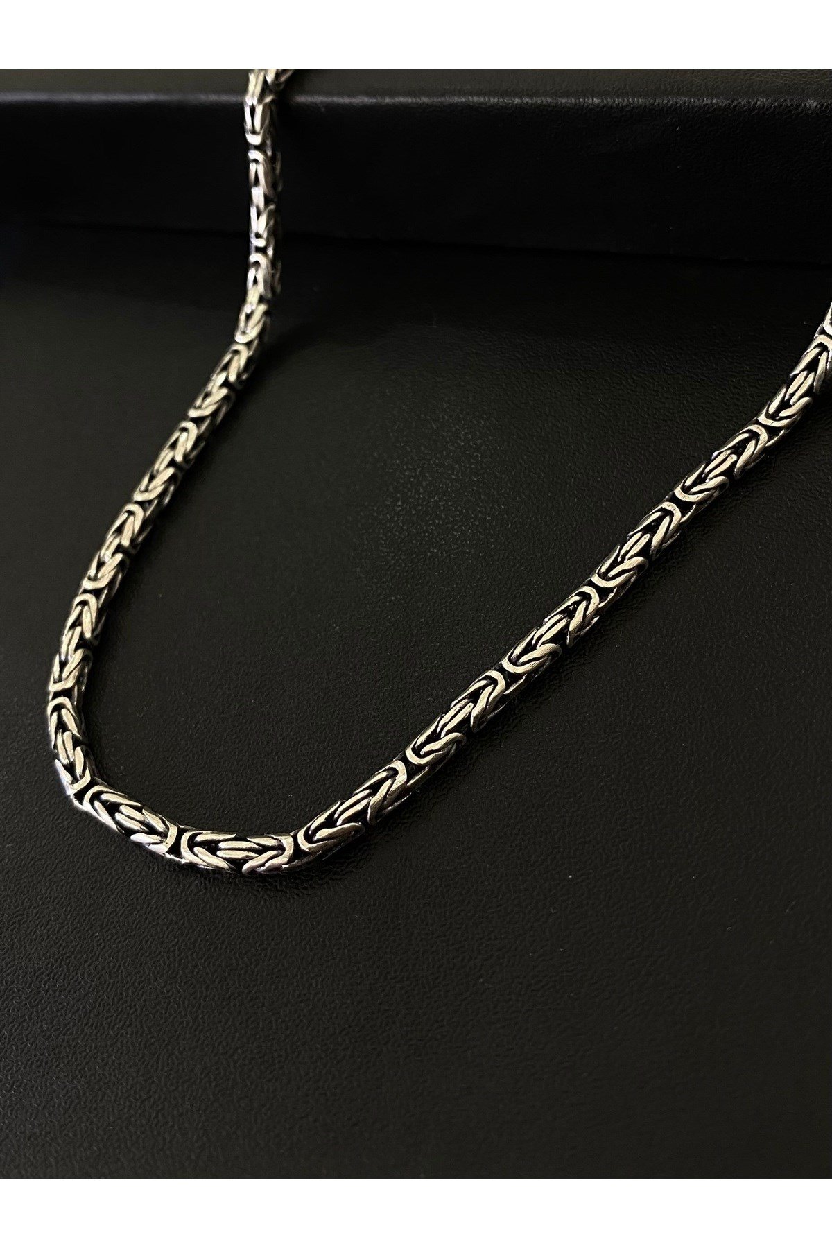 925 Ayar Gümüş Yuvarlak Kral Modeli Erkek Gümüş Zincir-Kolye (2.8MM Kalınlığında)