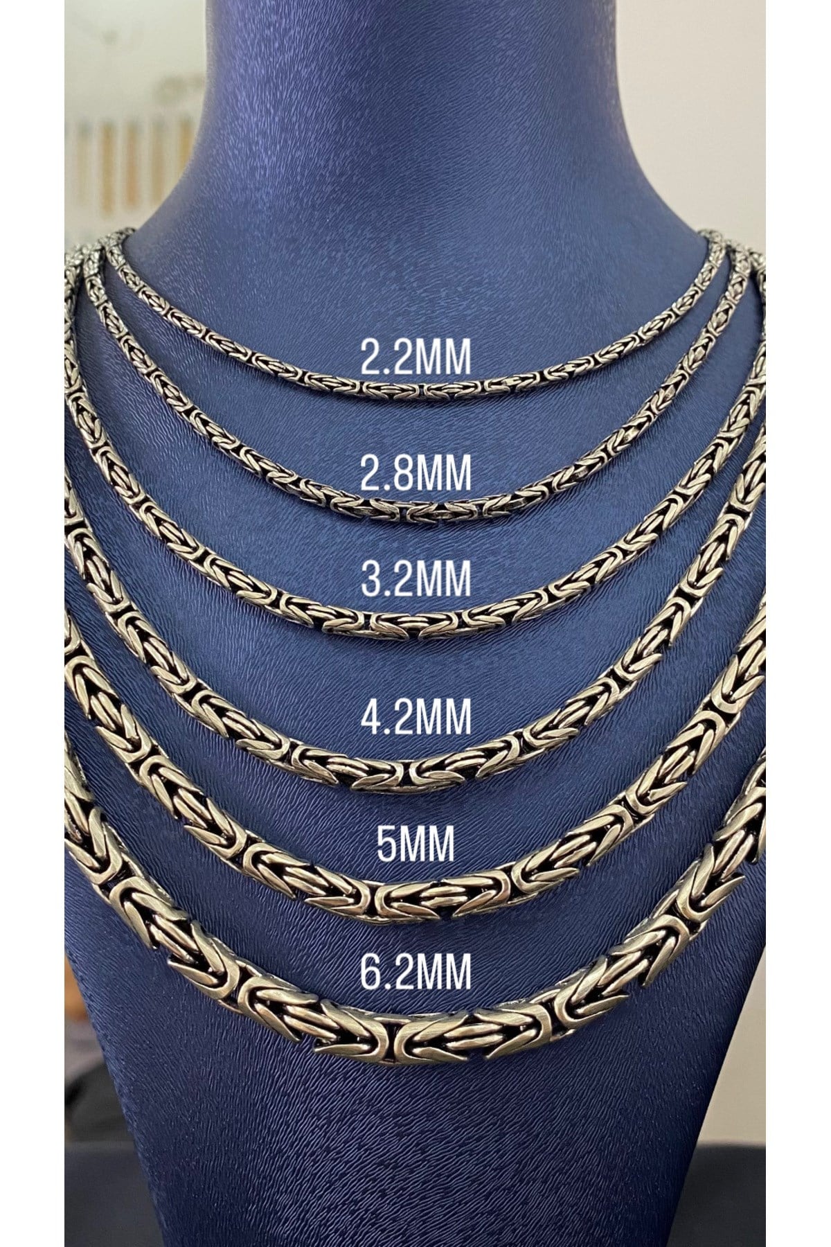 925 Ayar Gümüş Yuvarlak Kral Modeli Erkek Gümüş Zincir-Kolye (6.2MM Kalınlığında)