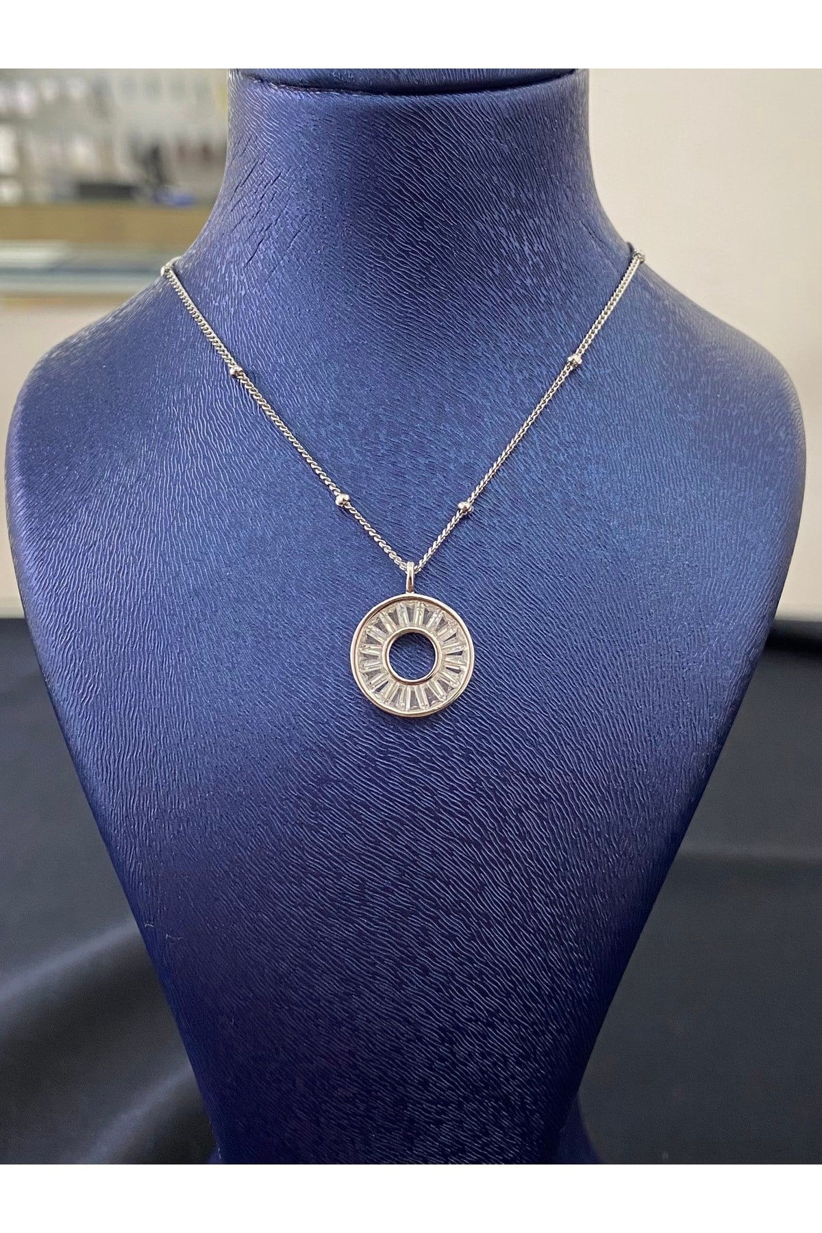 925 Ayar Halka Kadın Gümüş Kolye (42+3cm)