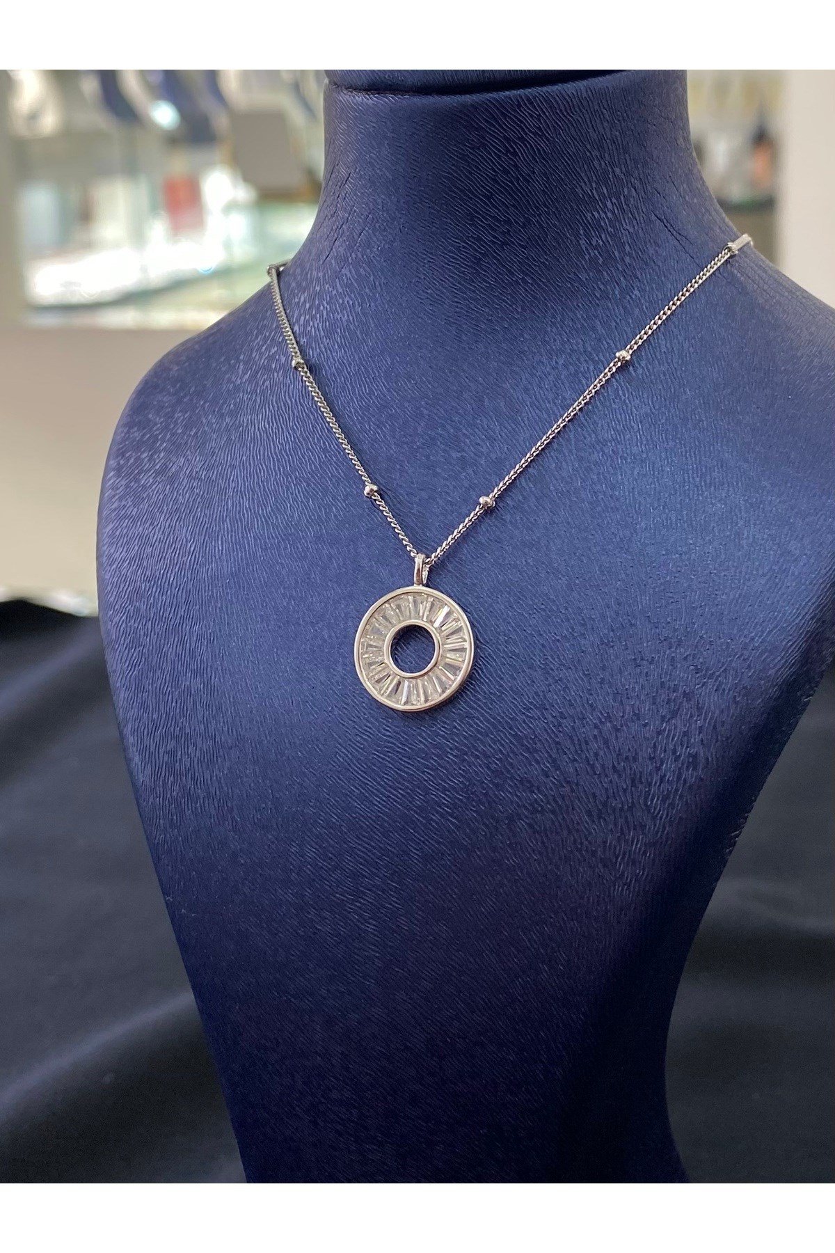 925 Ayar Halka Kadın Gümüş Kolye (42+3cm)