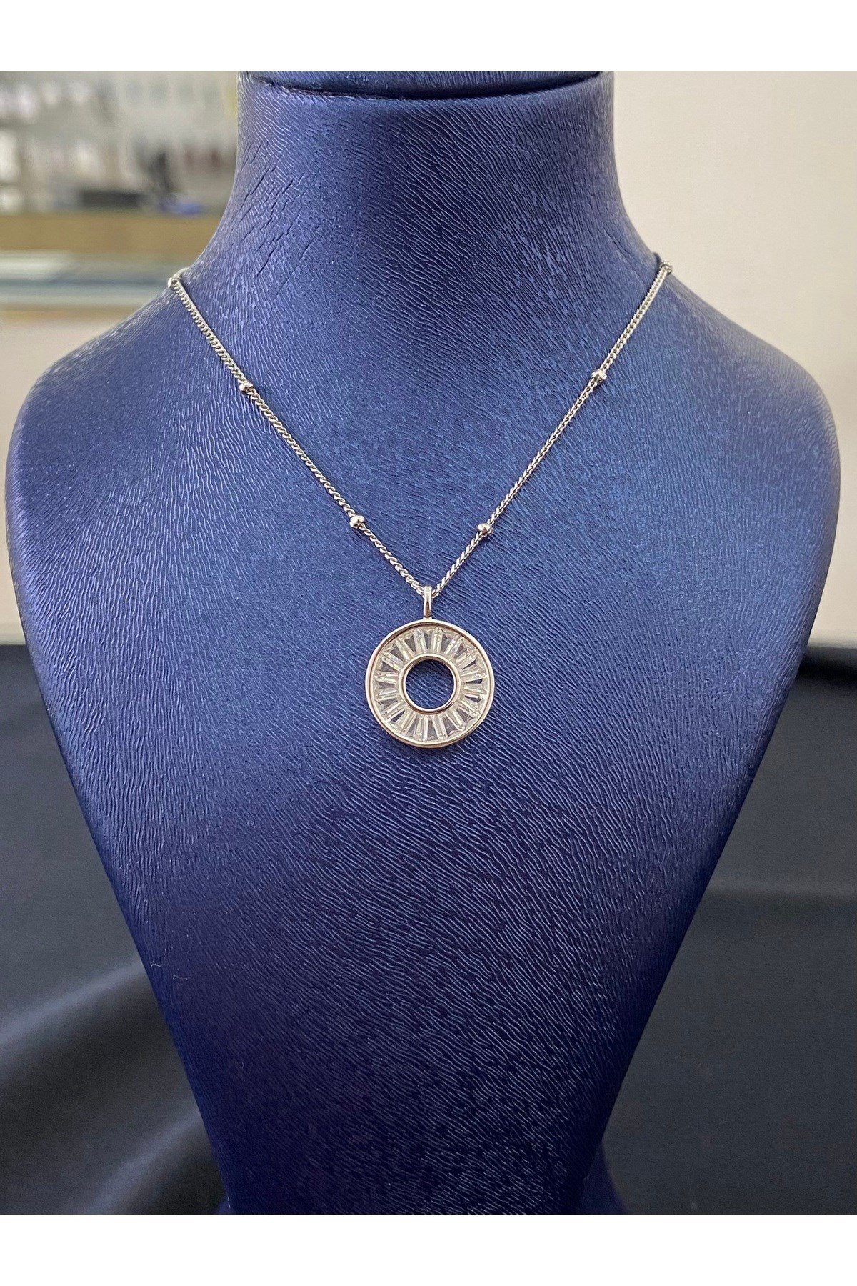 925 Ayar Halka Kadın Gümüş Kolye (42+3cm)