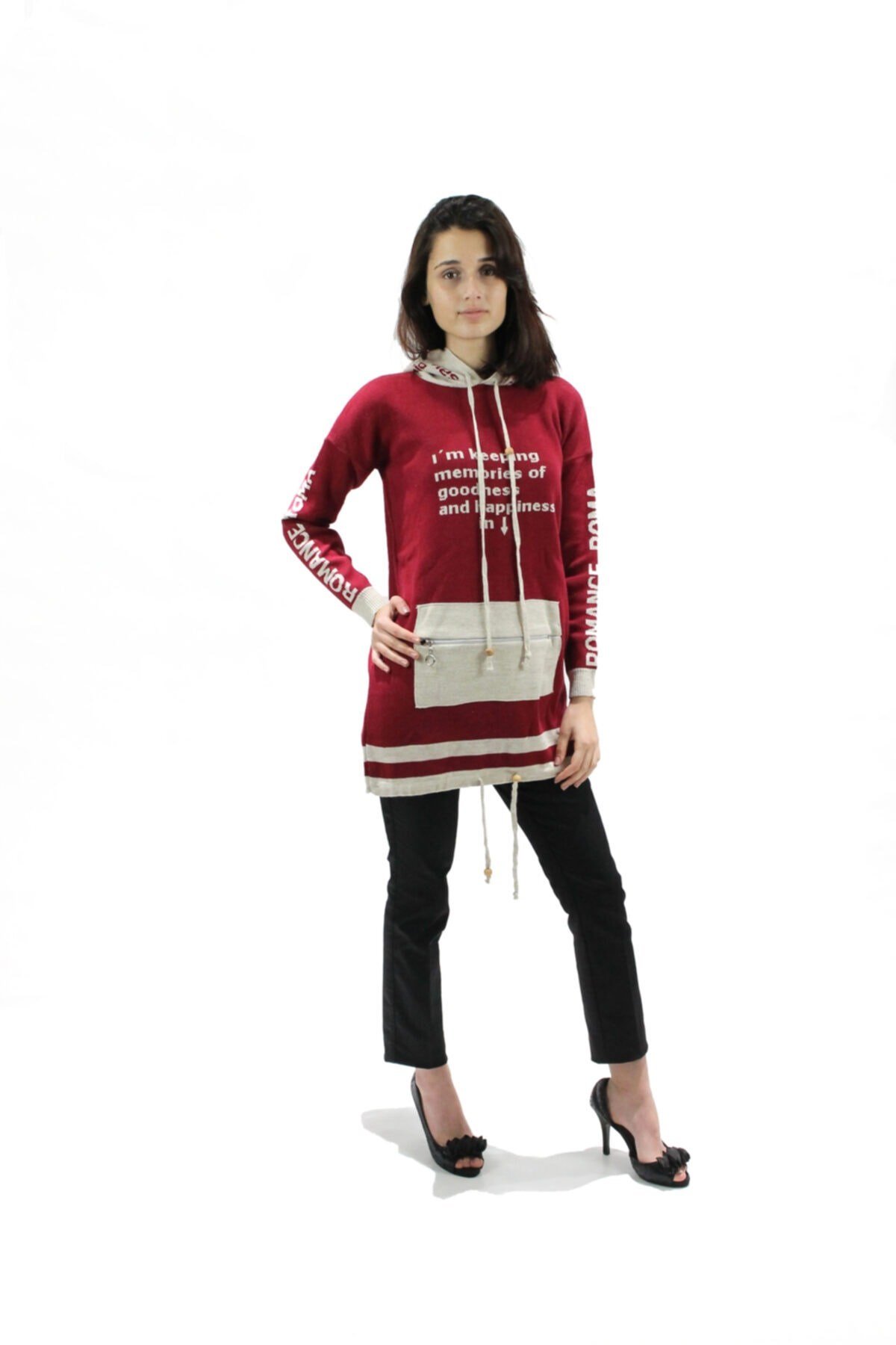 Bordo Renk Kadın Örme Tunik