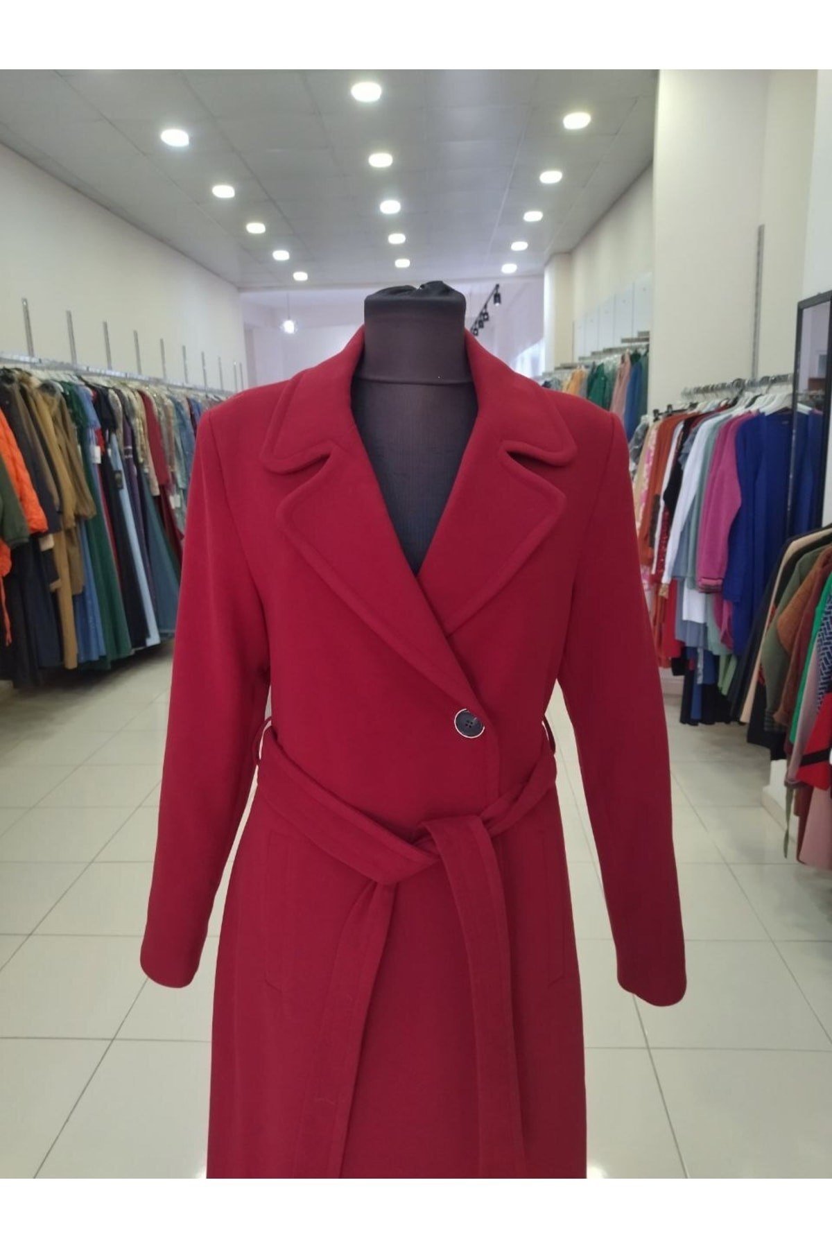 Bordo Renk Kışlık Kaşe Kaban