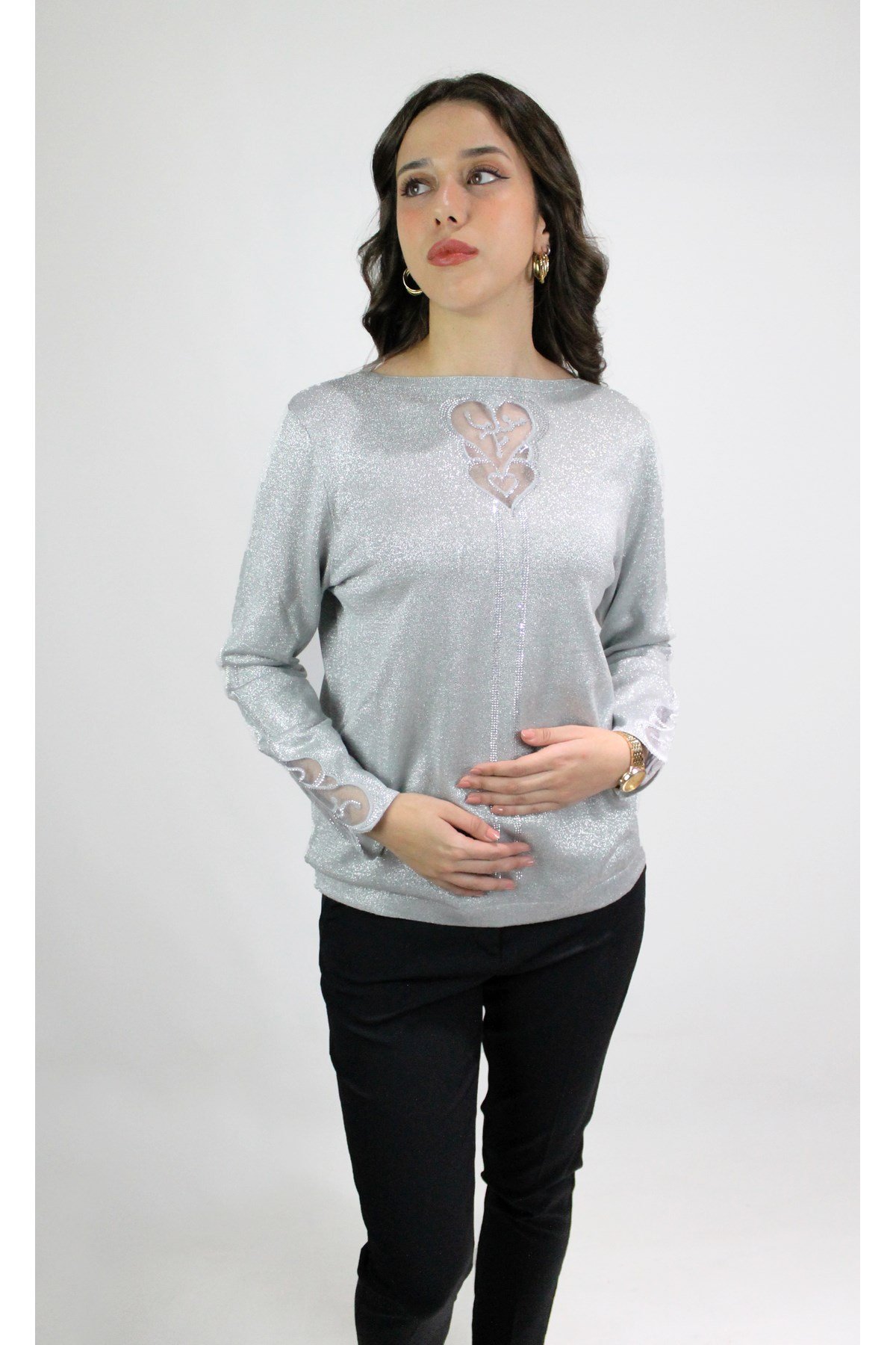 GRİ RENK SİMLİ KAZAK