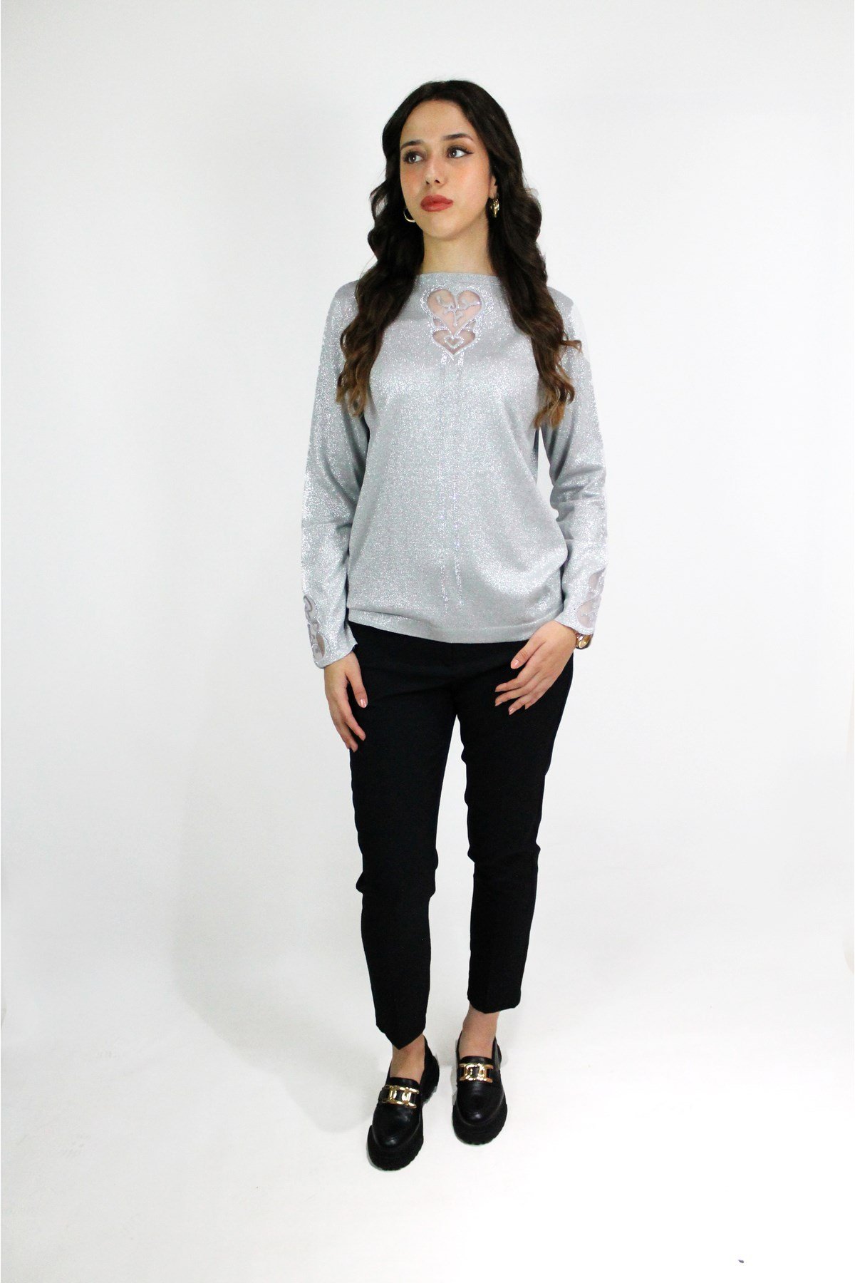 GRİ RENK SİMLİ KAZAK
