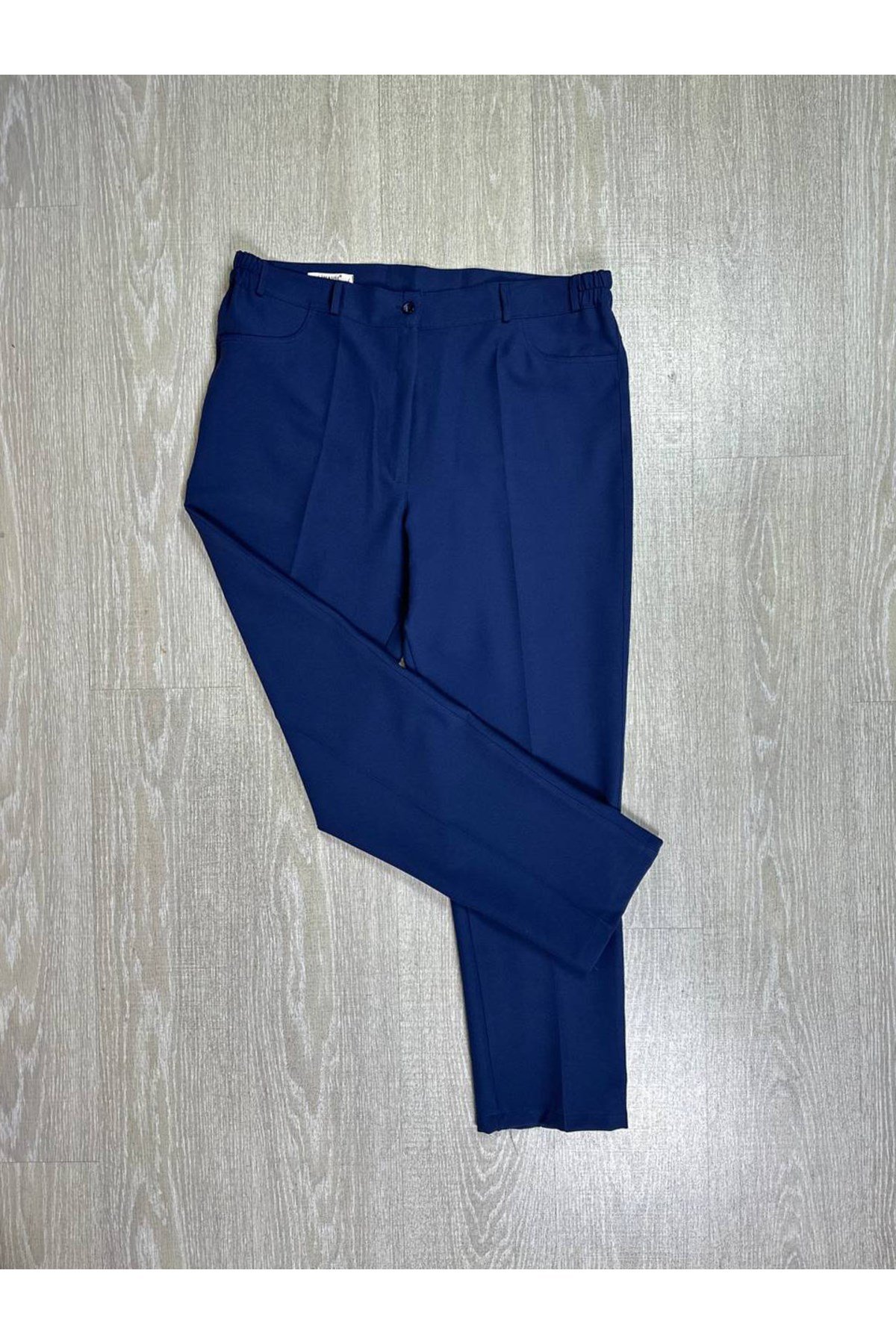 Kadın Büyük Beden Beli Lastikli Lacivert Pantolon