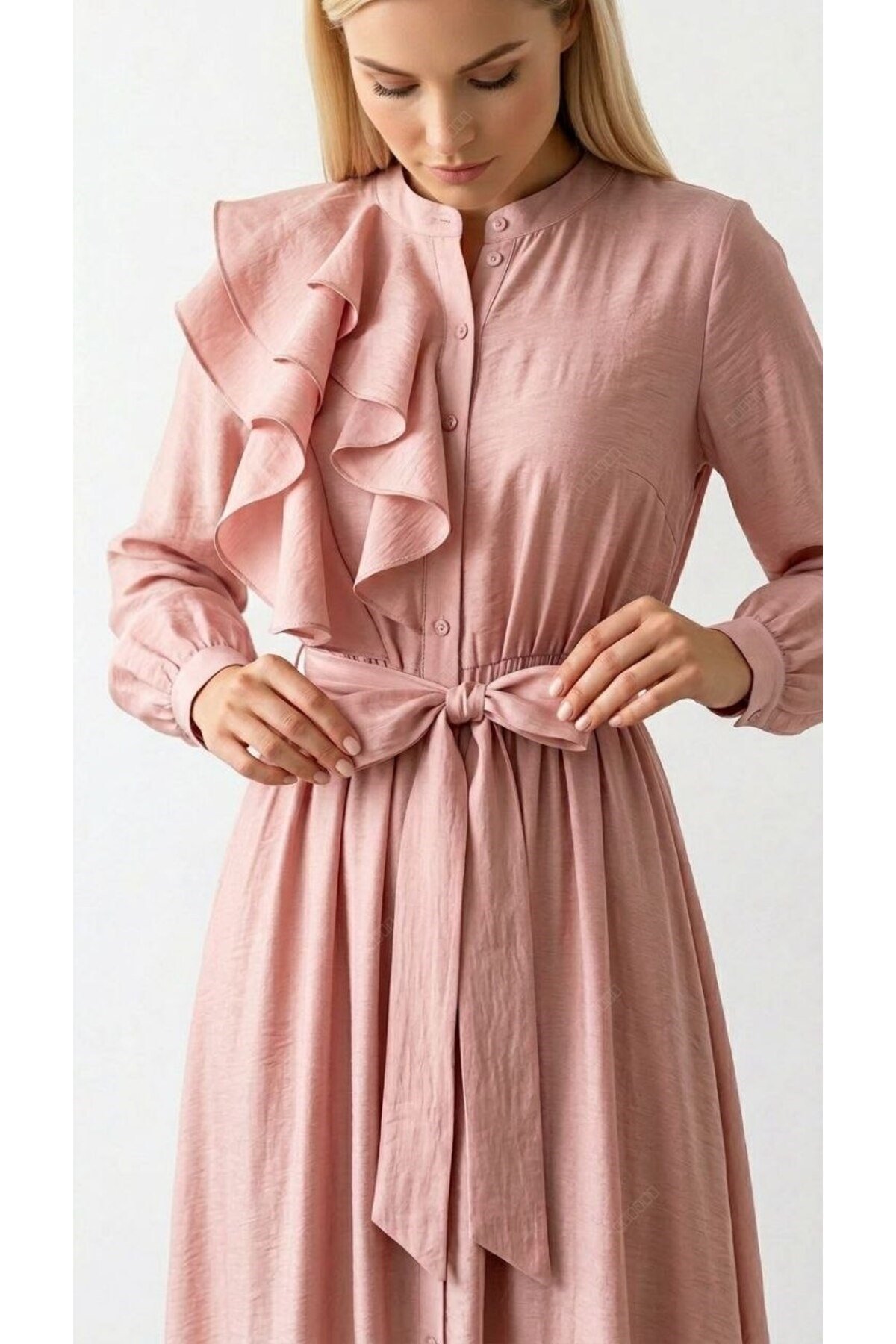 Pembe Renk Astarlı Tül Elbise