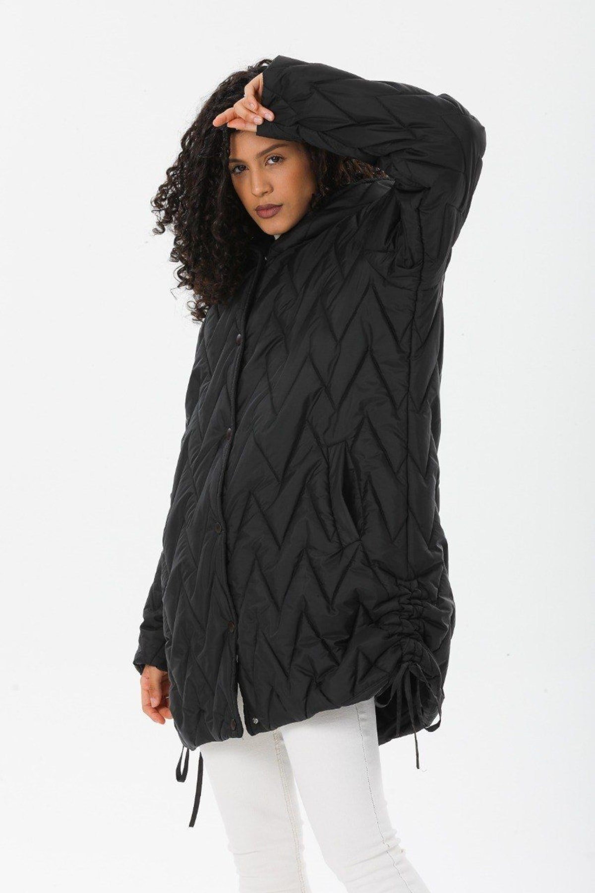 Siyah Renk Oversize Mont