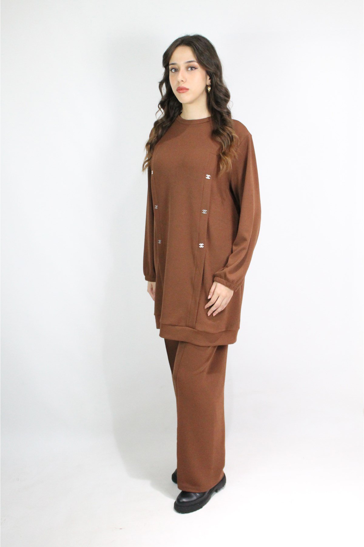 TABA RENGİ PANTOLON TUNİK İKİLİ TAKIM