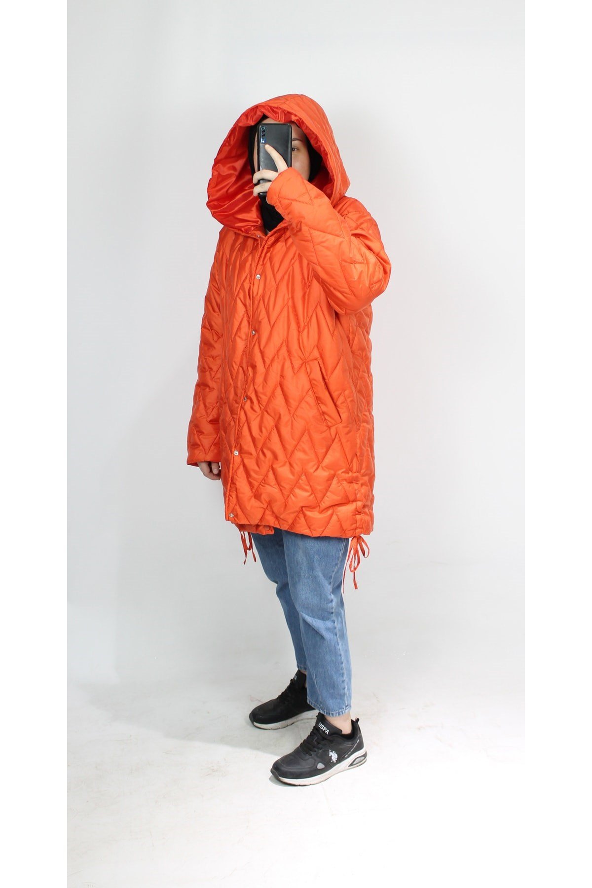 Turuncu Renk Oversize Mont