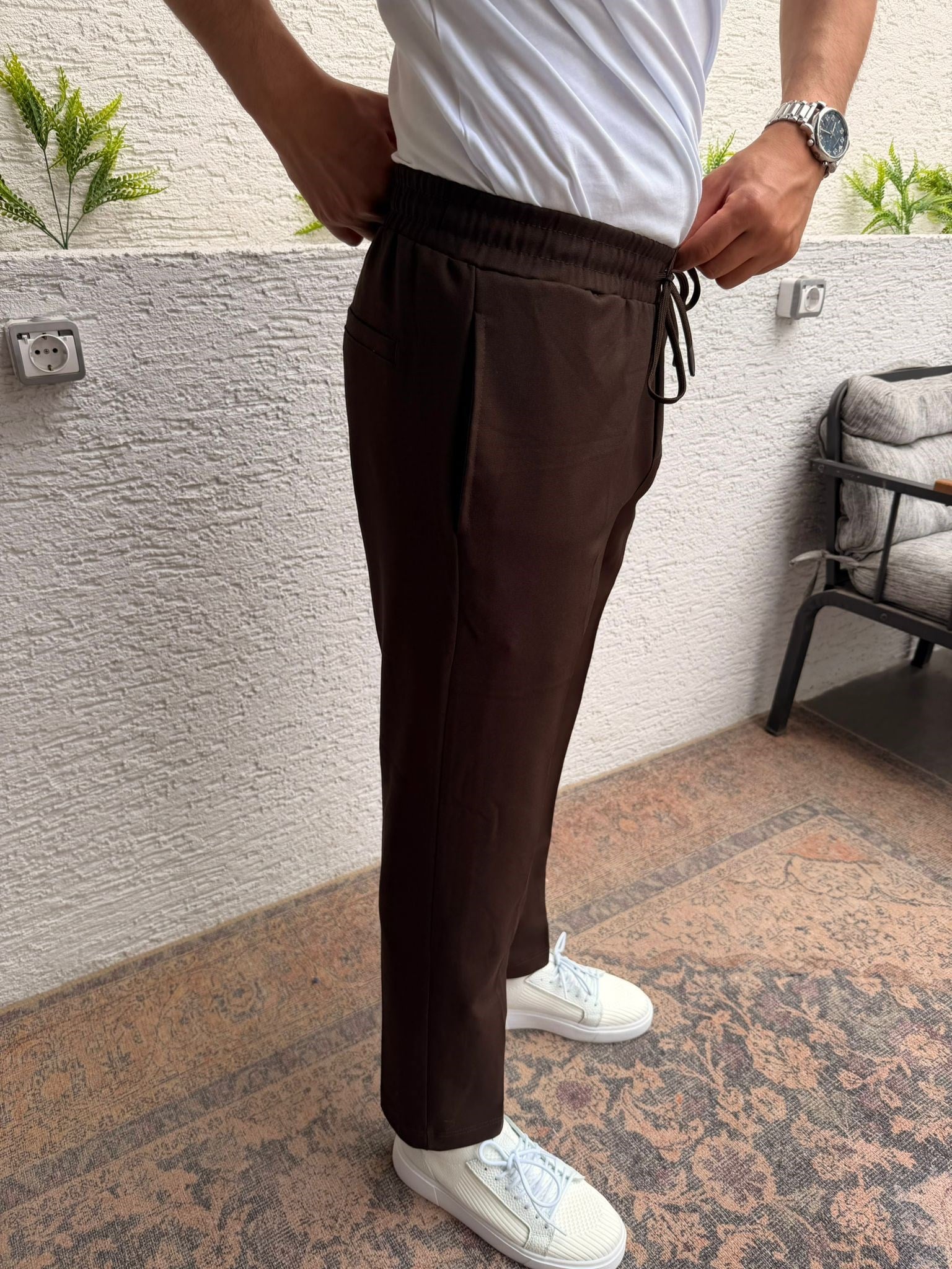 KAHVERENGİ MARRAKECH BAGGY KETEN PANTOLON